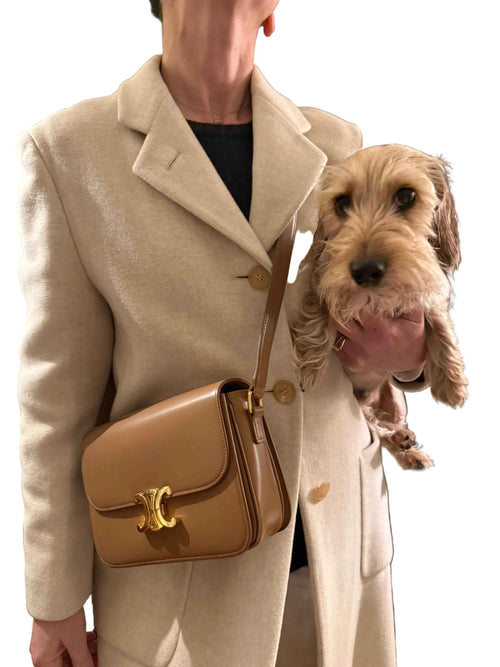 Celine Borsa Triomphe Classique in Pelle Lucida Color Cuoio