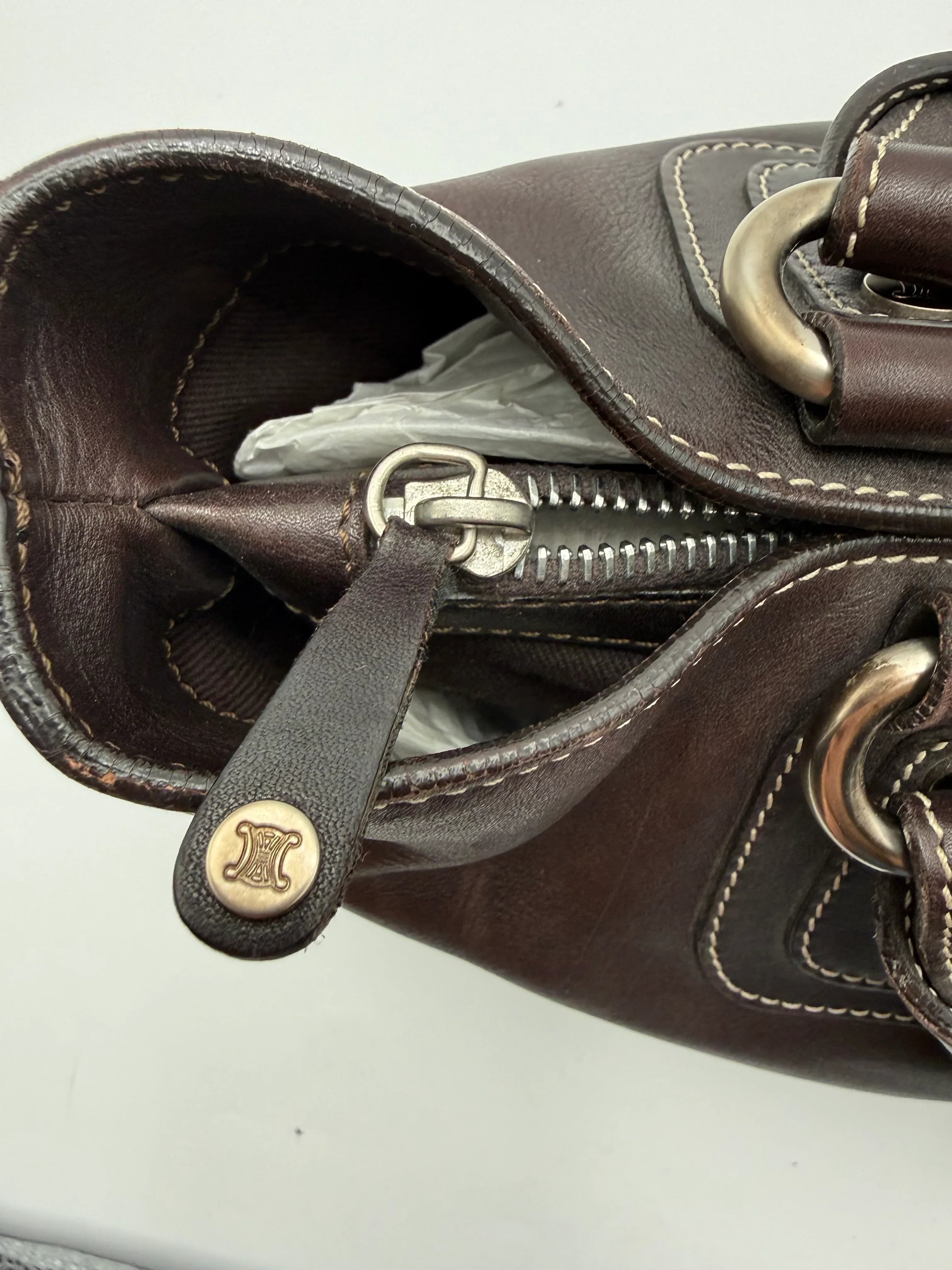 Celine Borsa a Mano Boogie in Pelle Marrone Scuro - Mercatino di Ninni