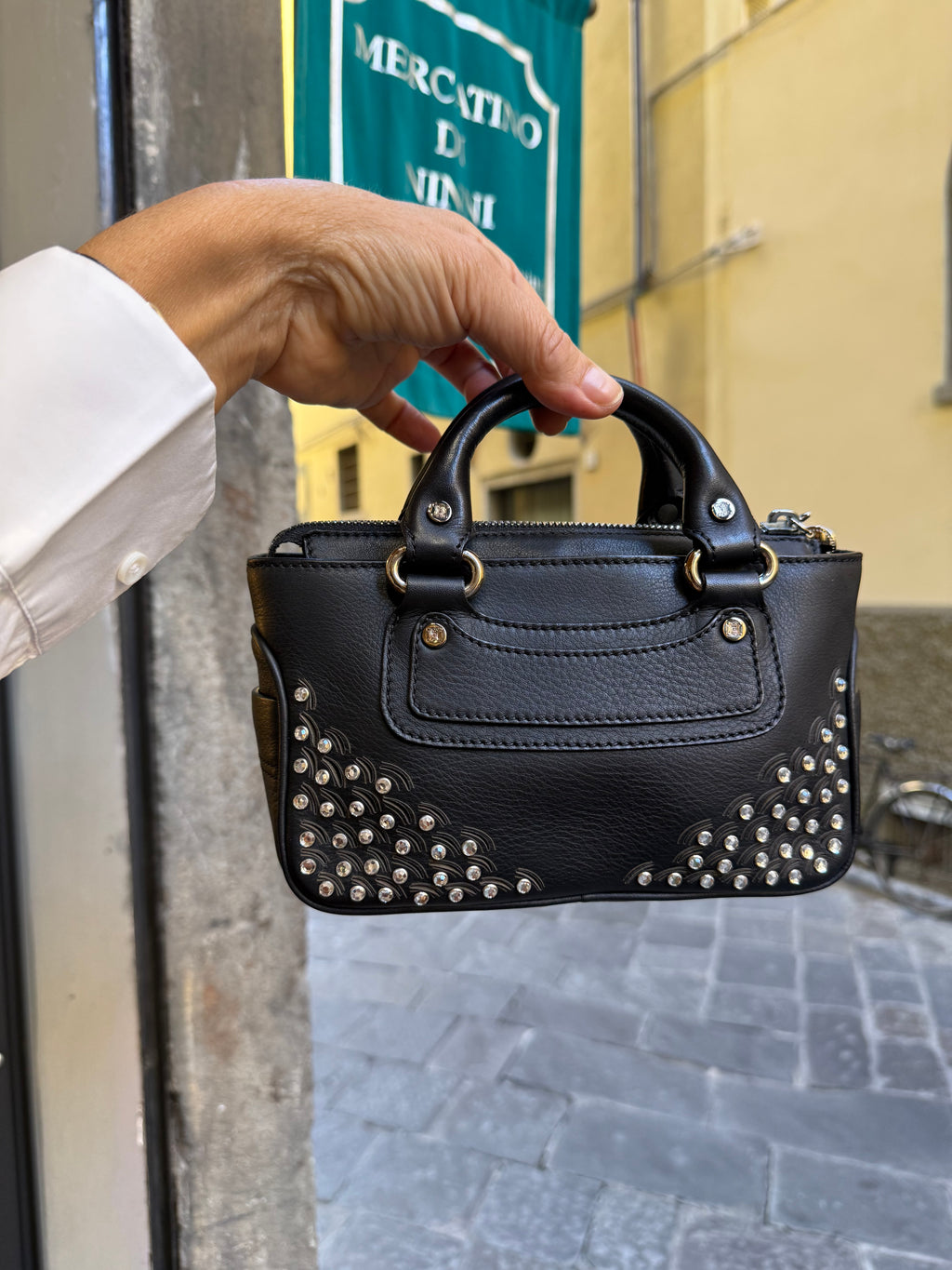 Celine Mini Boogie Edizione Limitata con Cristalli e Borchie Nera