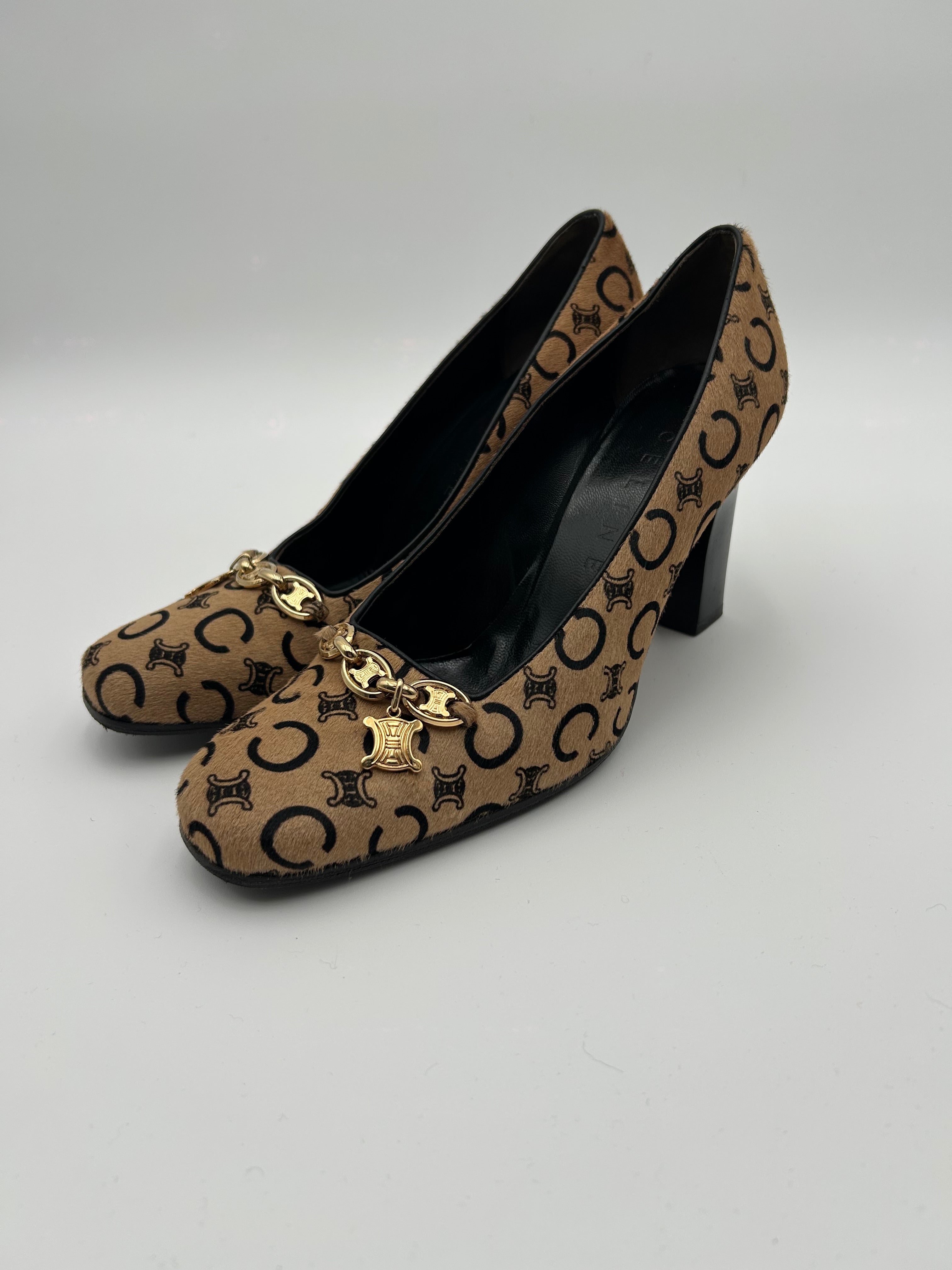 Celine Scarpe Vintage Decollètè in Cavallino Beige Celine