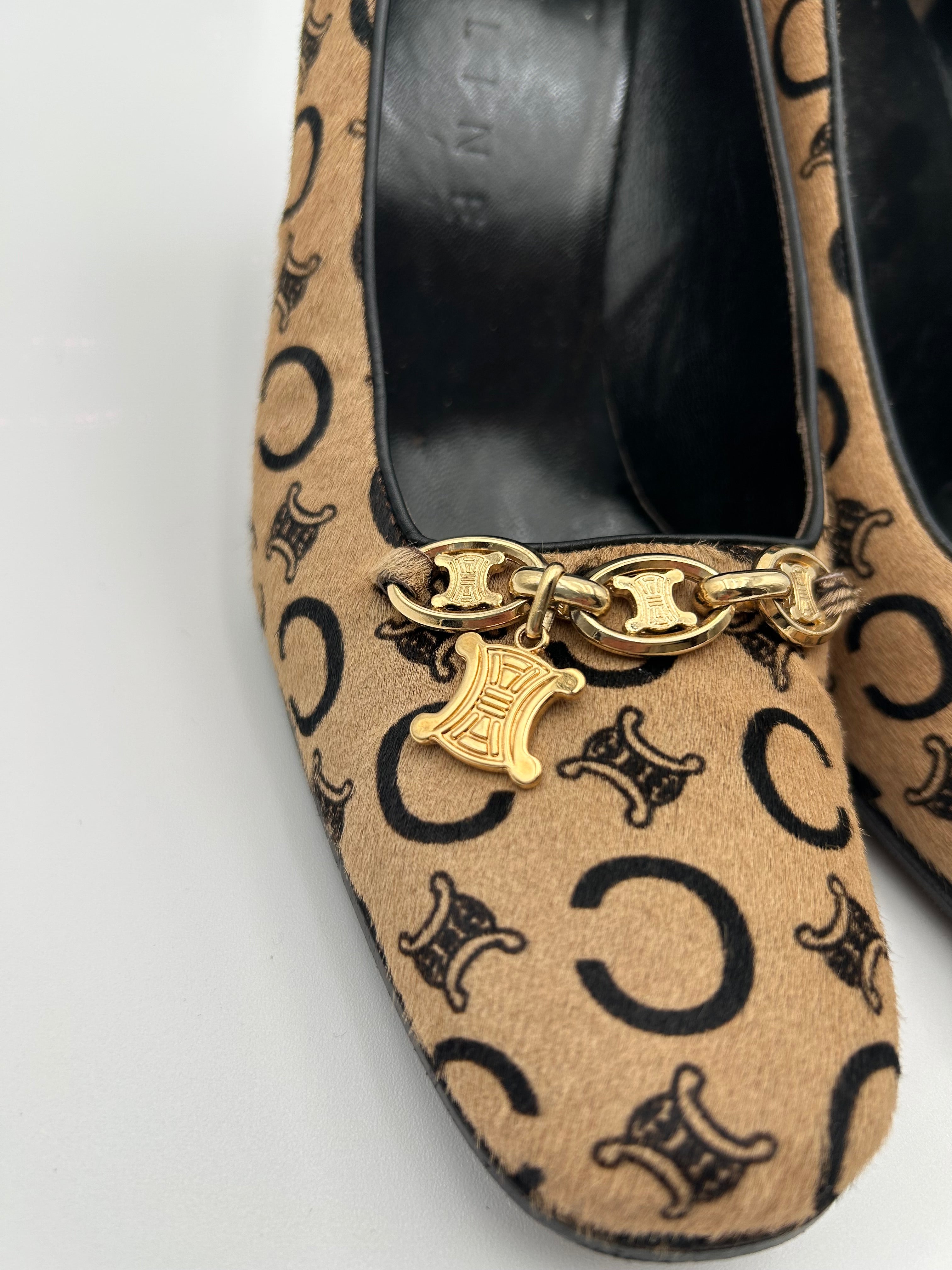 Celine Scarpe Vintage Decollètè in Cavallino Beige Celine