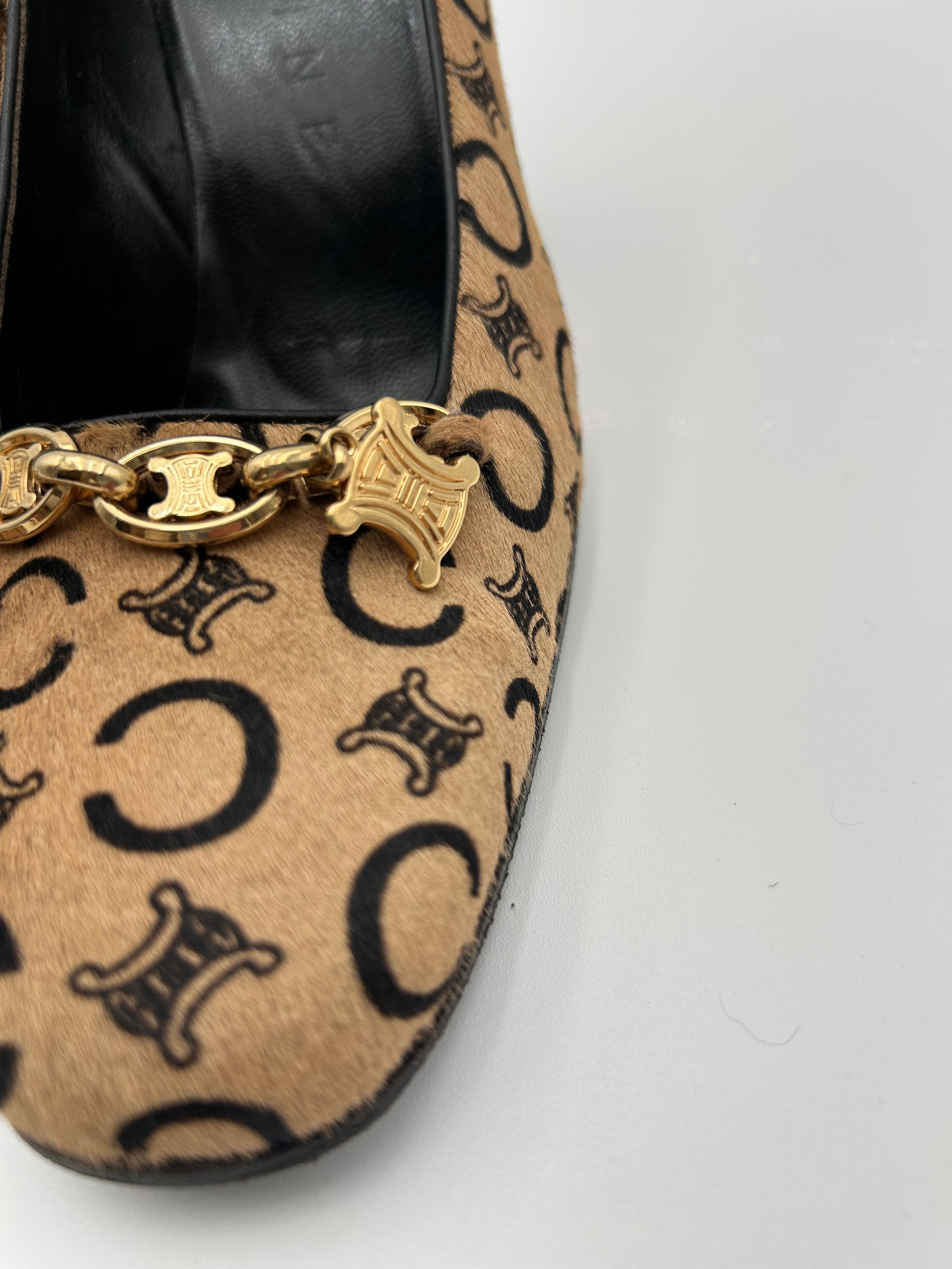 Celine Scarpe Vintage Decollètè in Cavallino Beige Celine