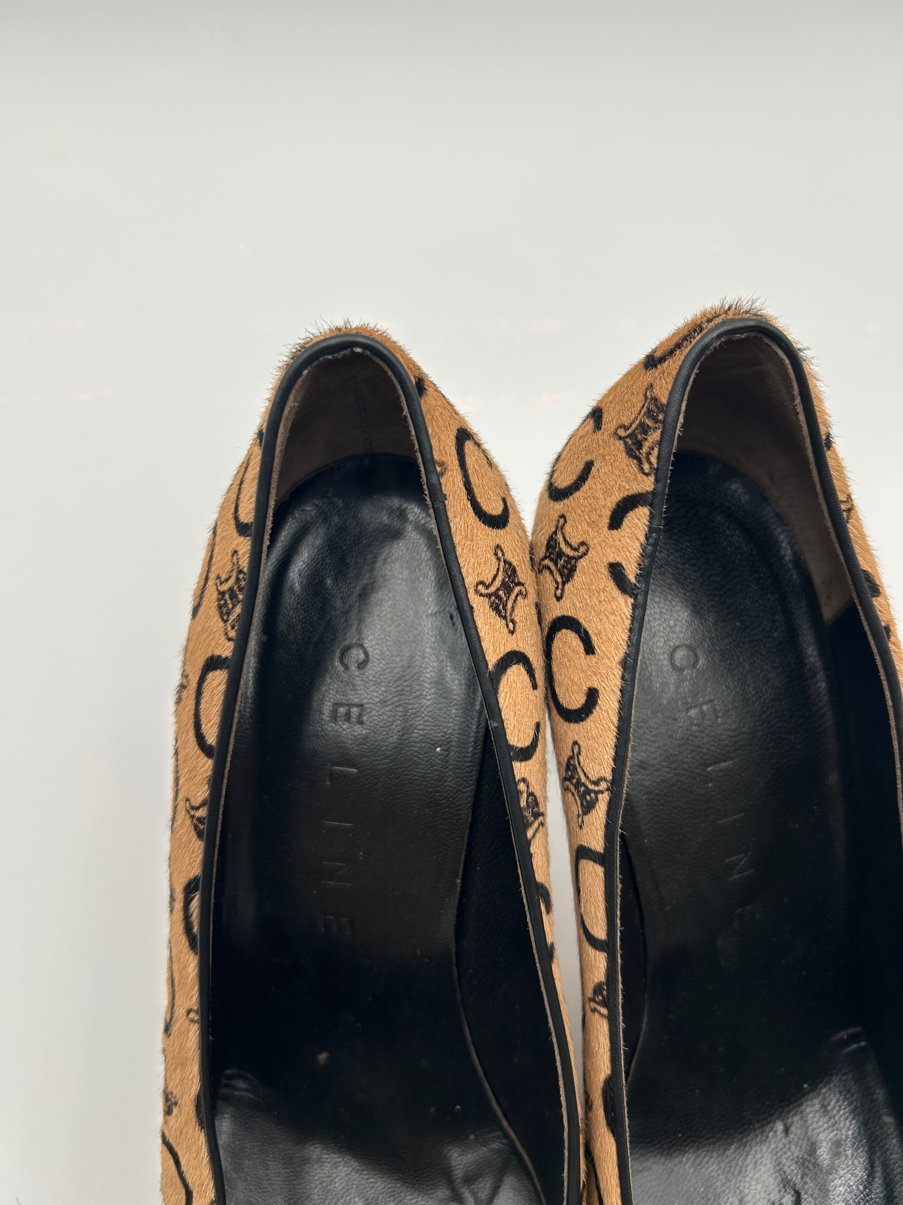 Celine Scarpe Vintage Decollètè in Cavallino Beige Celine