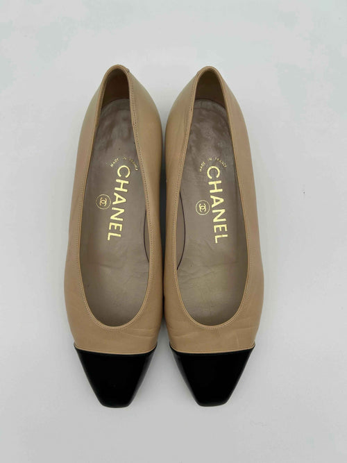 Chanel Ballerine Vintage Bicolor in Pelle Beige e Nere