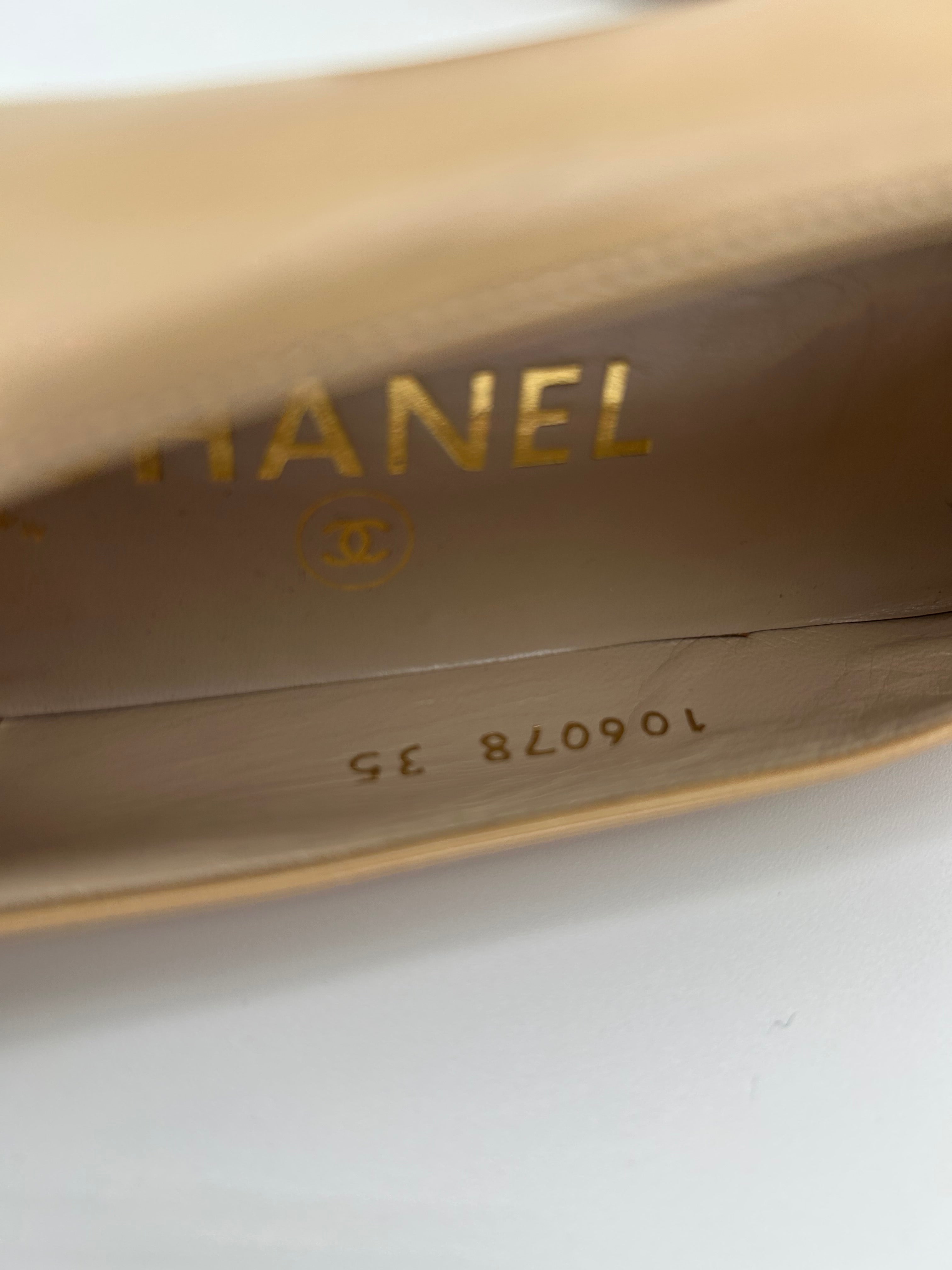 Chanel Ballerine Vintage Bicolor in Pelle Beige e Nere Chanel