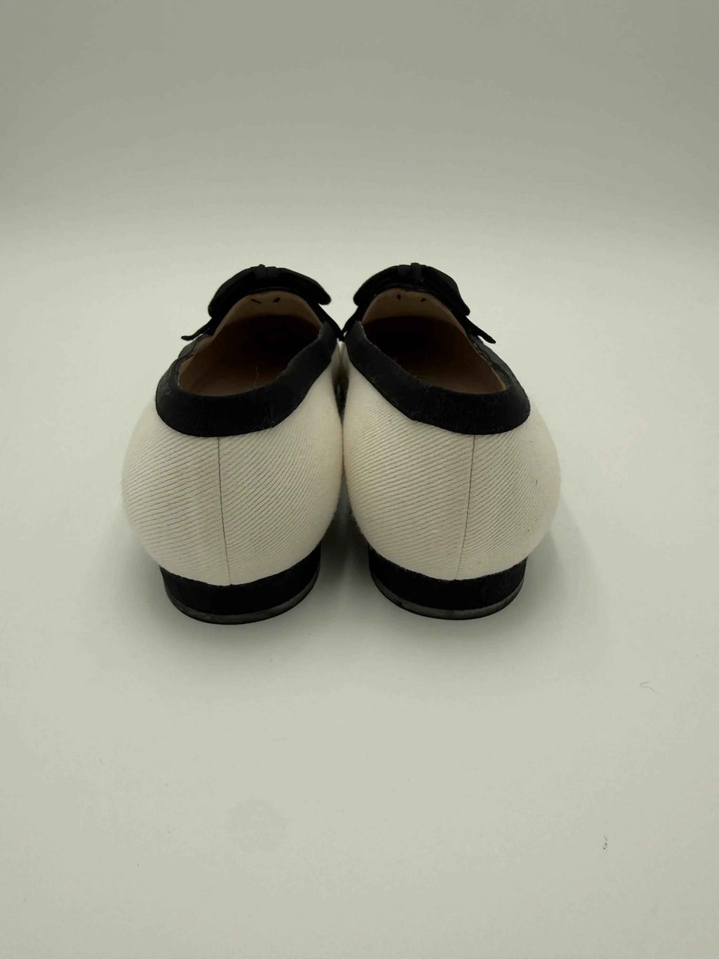 Chanel Ballerine Vintage in tessuto Bicolore Bianco e Nero