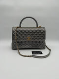 Chanel Borsa Coco Handle in Pelle Argento Chanel