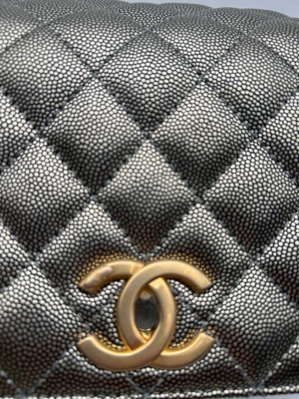 Chanel Borsa Coco Handle in Pelle Argento Chanel