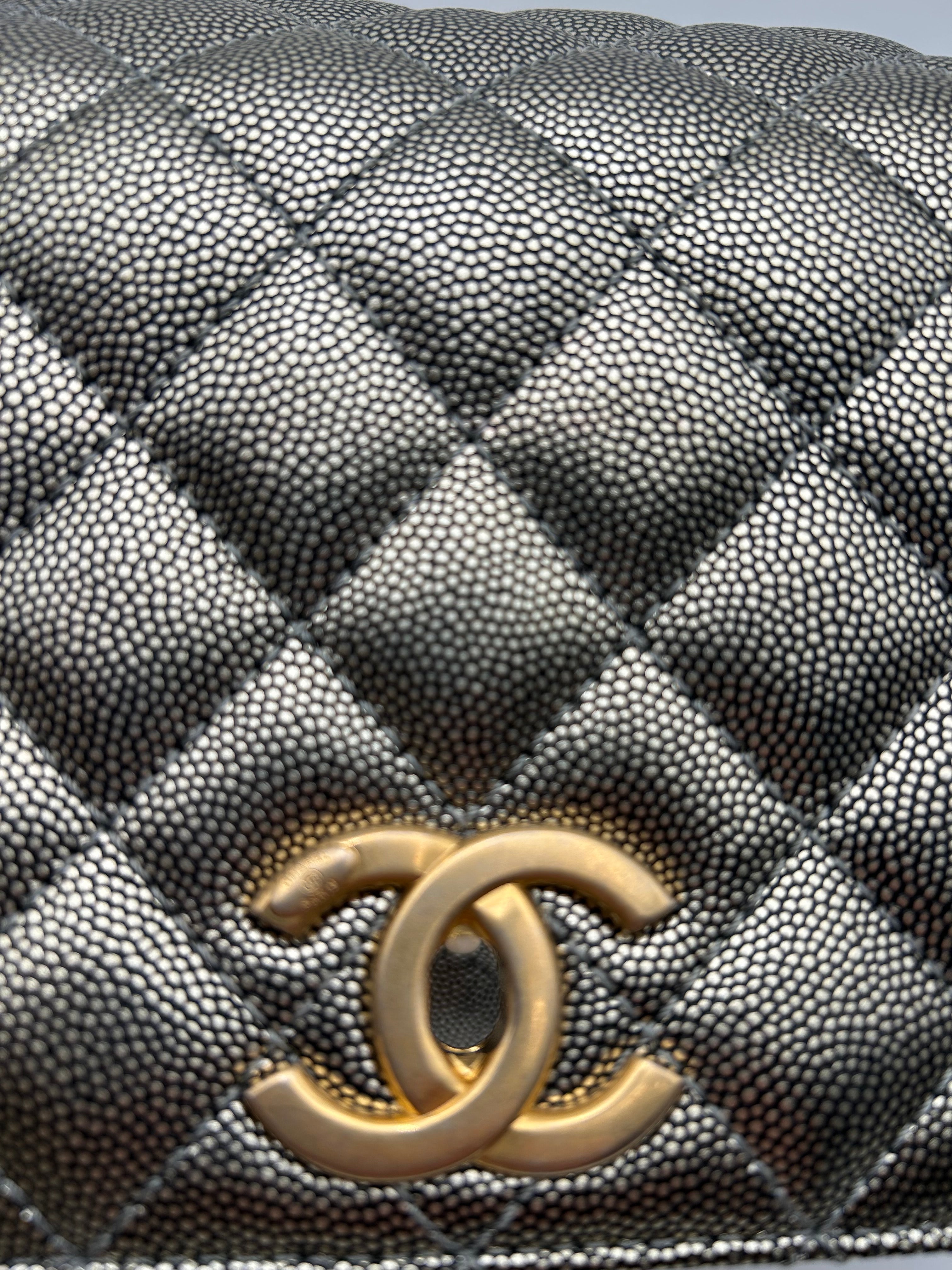 Chanel Borsa Coco Handle in Pelle Argento Chanel