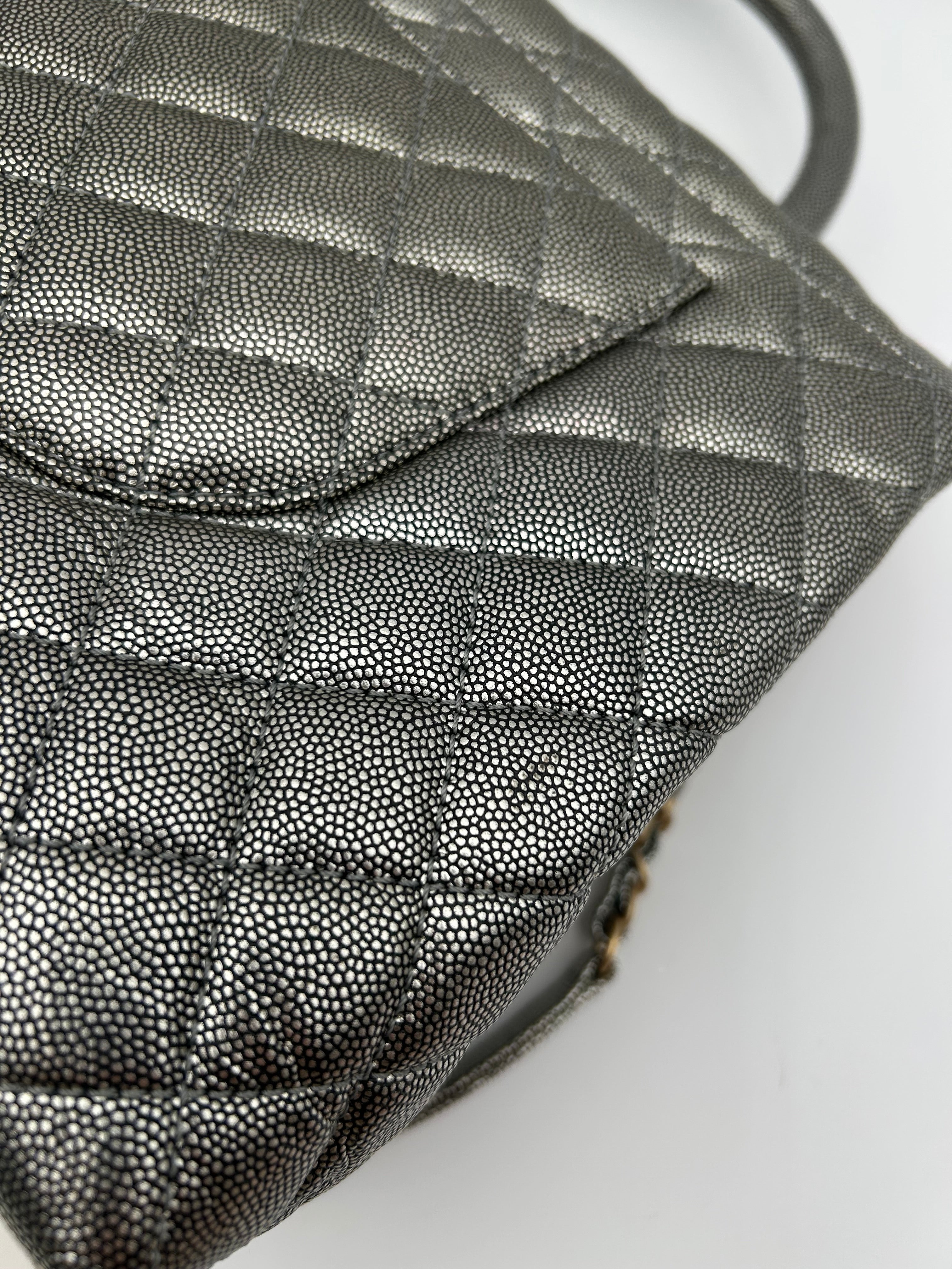 Chanel Borsa Coco Handle in Pelle Argento Chanel