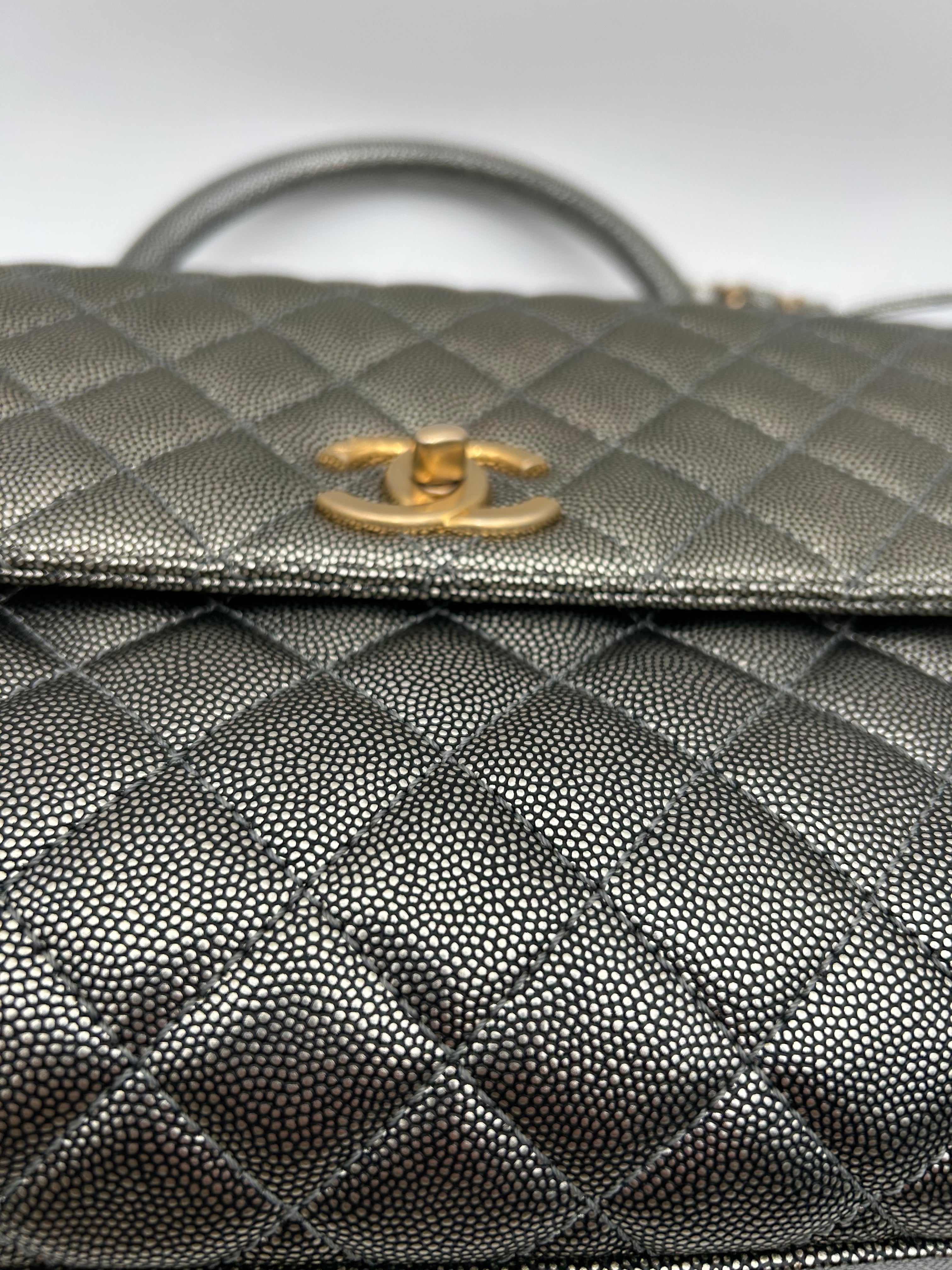 Chanel Borsa Coco Handle in Pelle Argento Chanel