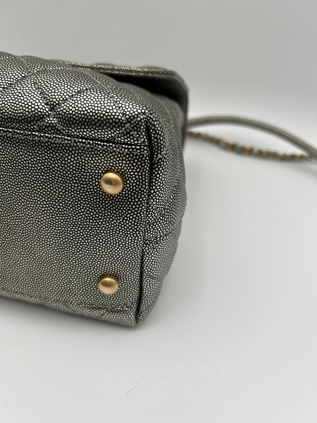 Chanel Borsa Coco Handle in Pelle Argento Chanel