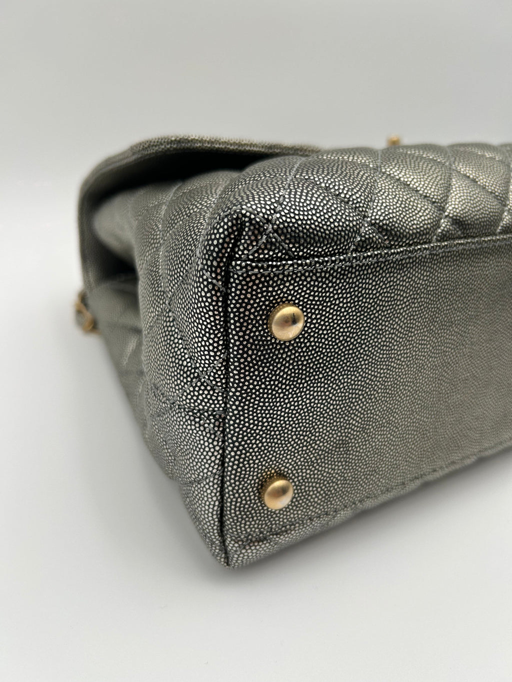 Chanel Borsa Coco Handle in Pelle Argento Chanel