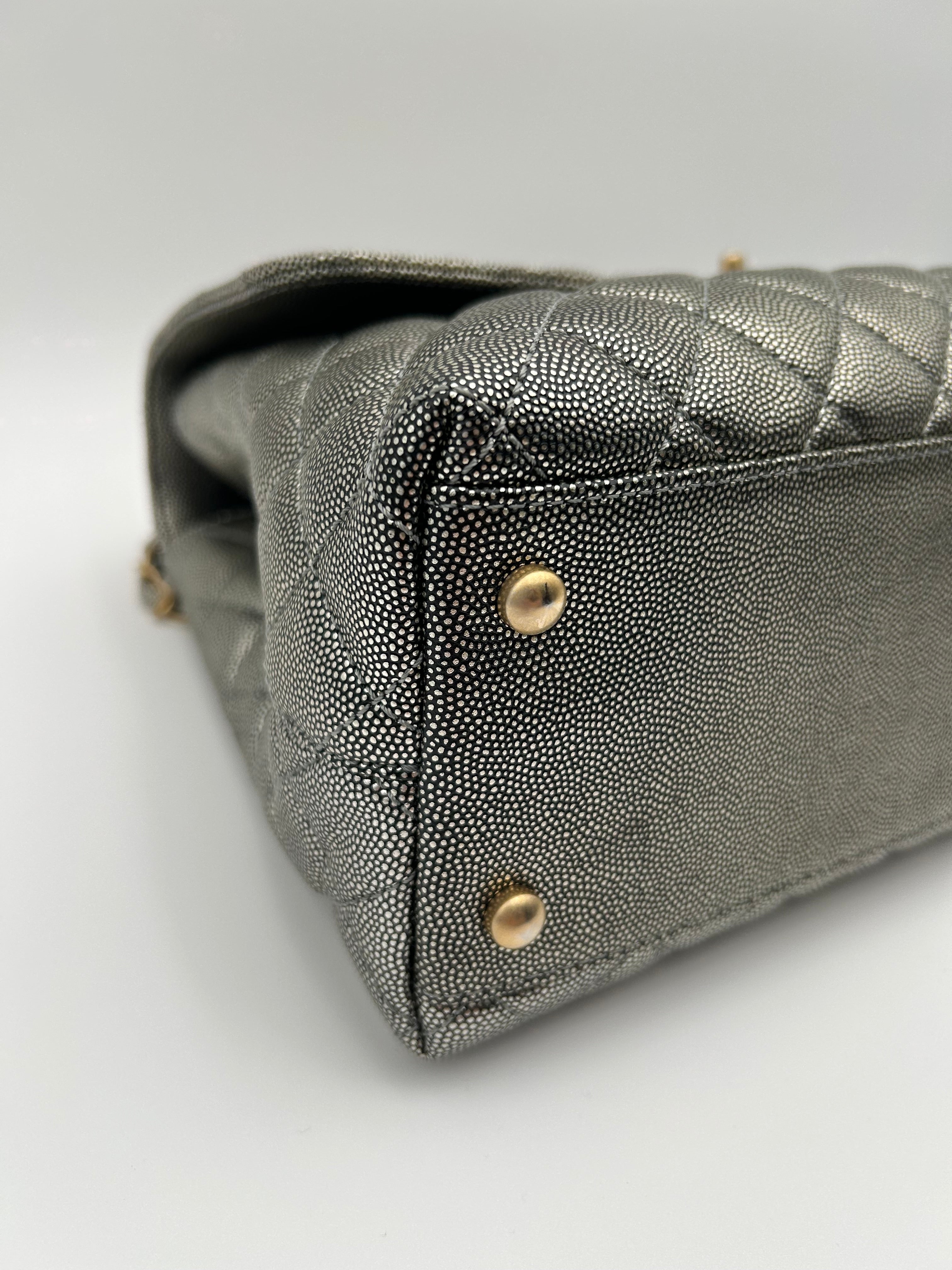 Chanel Borsa Coco Handle in Pelle Argento Chanel