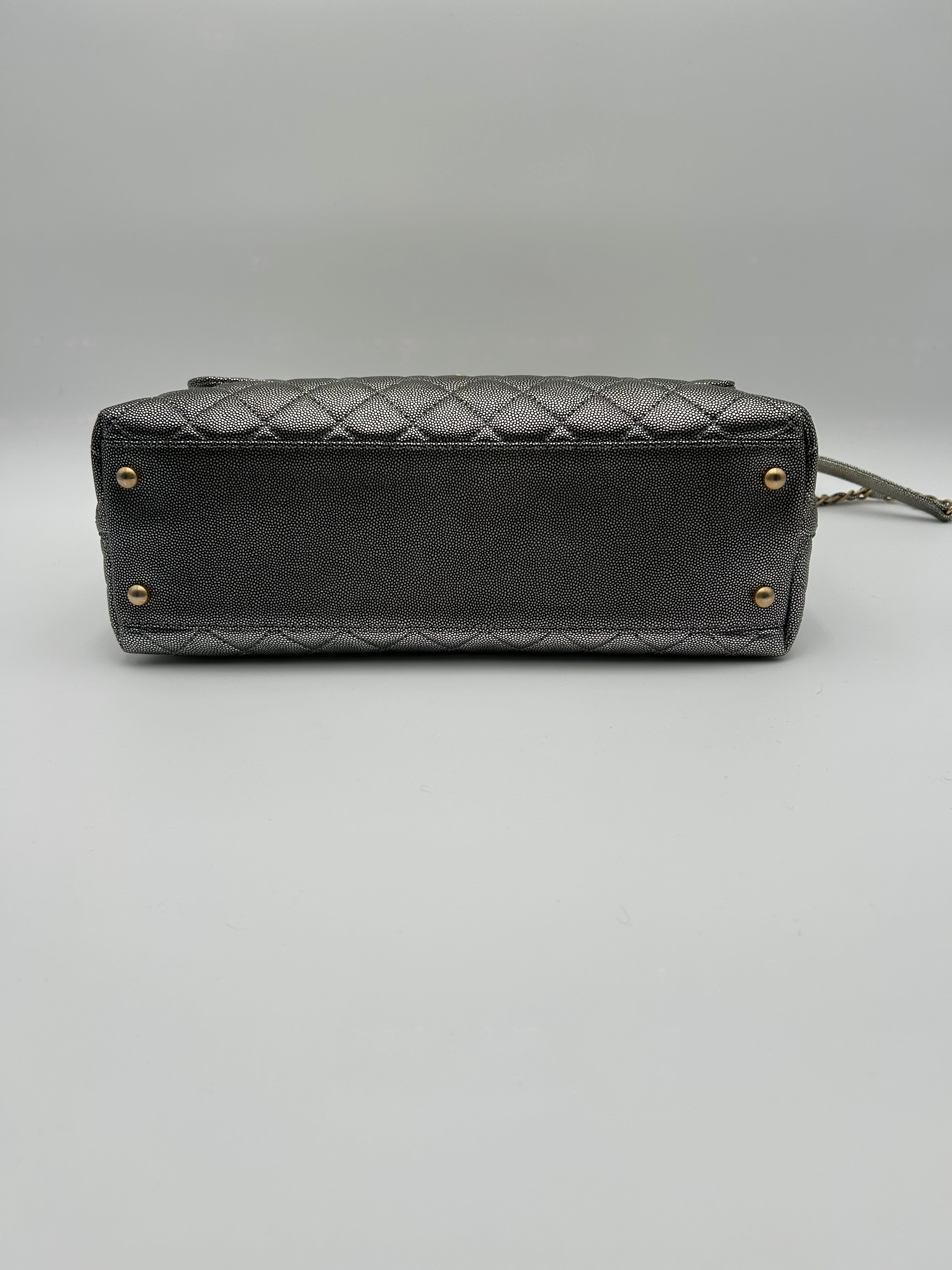 Chanel Borsa Coco Handle in Pelle Argento Chanel