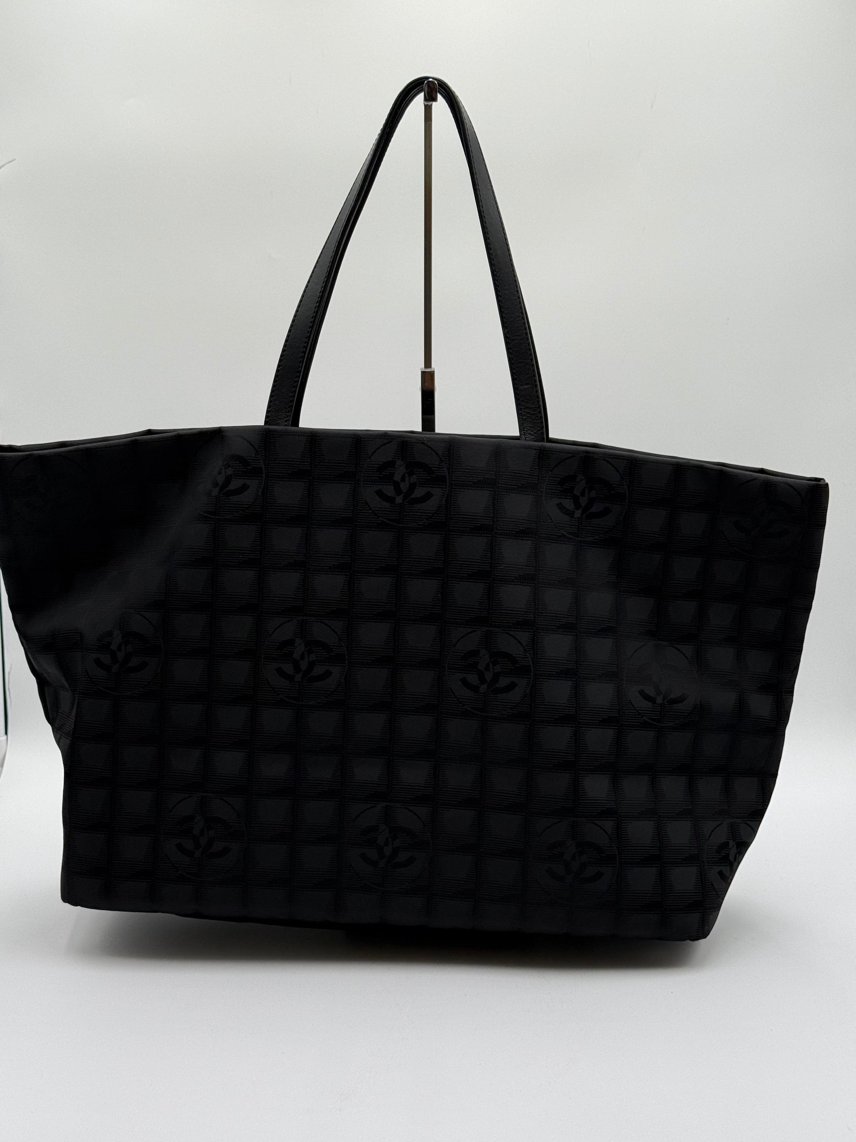 Chanel Borsa Tote Vintage in Tela e Pelle Nera