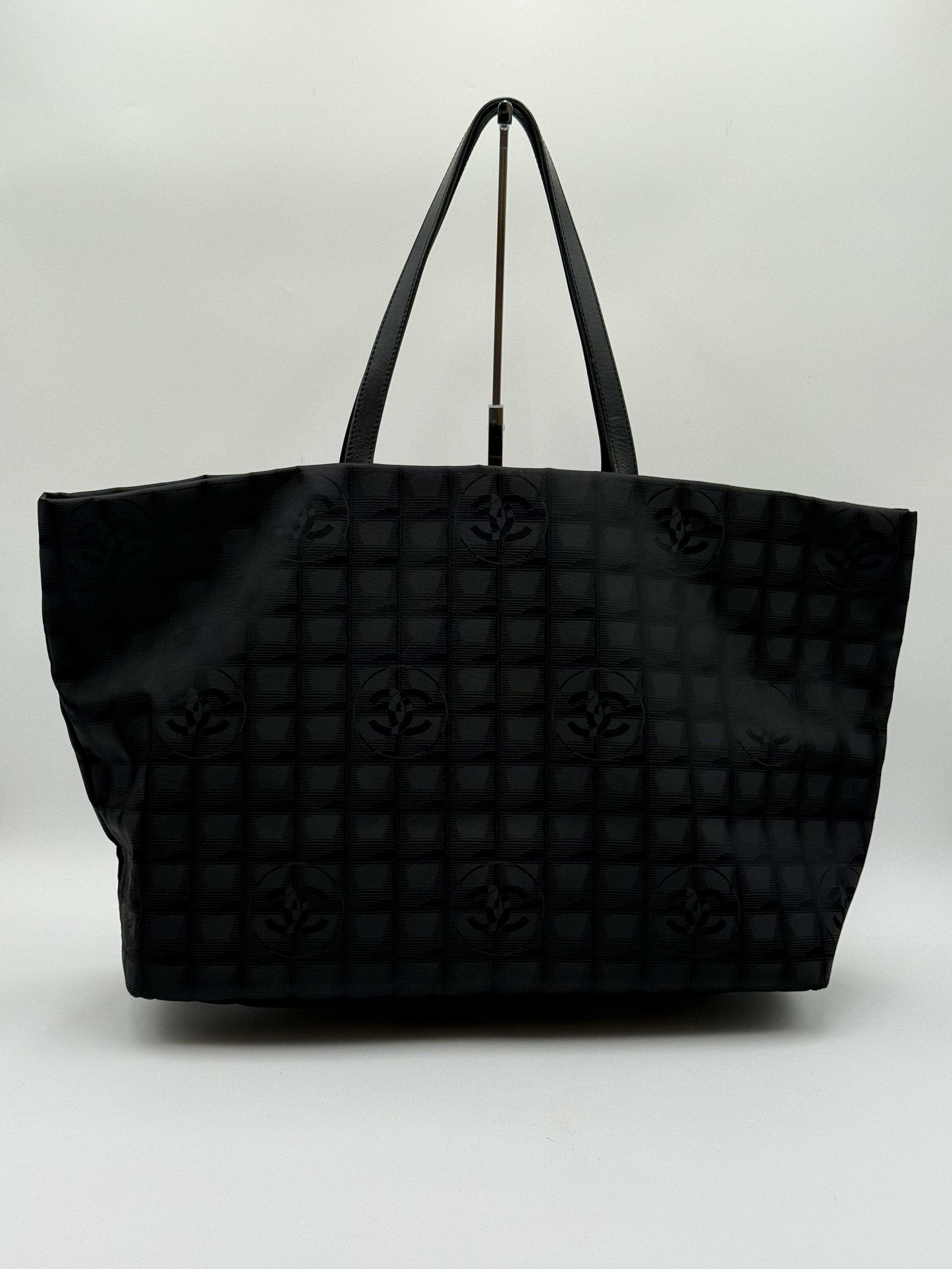 Chanel Borsa Tote Vintage in Tela e Pelle Nera