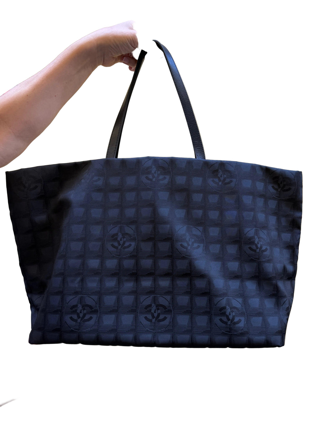 Chanel Borsa Tote Vintage in Tela e Pelle Nera - Mercatino di Ninni