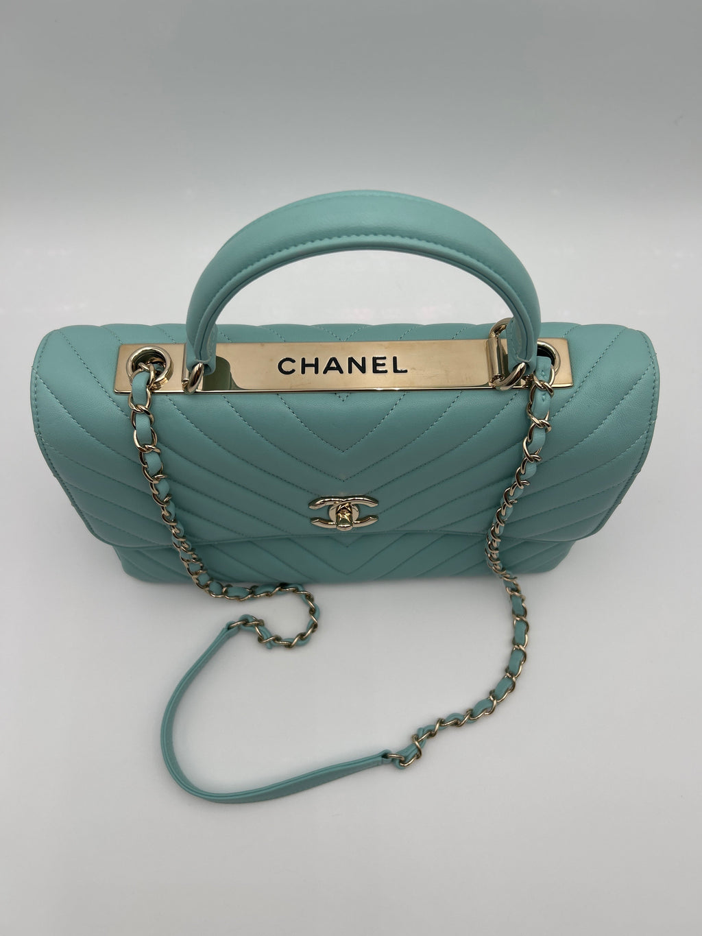 Chanel Coco Handle Borsa in Pelle di Agnello Celeste Chanel
