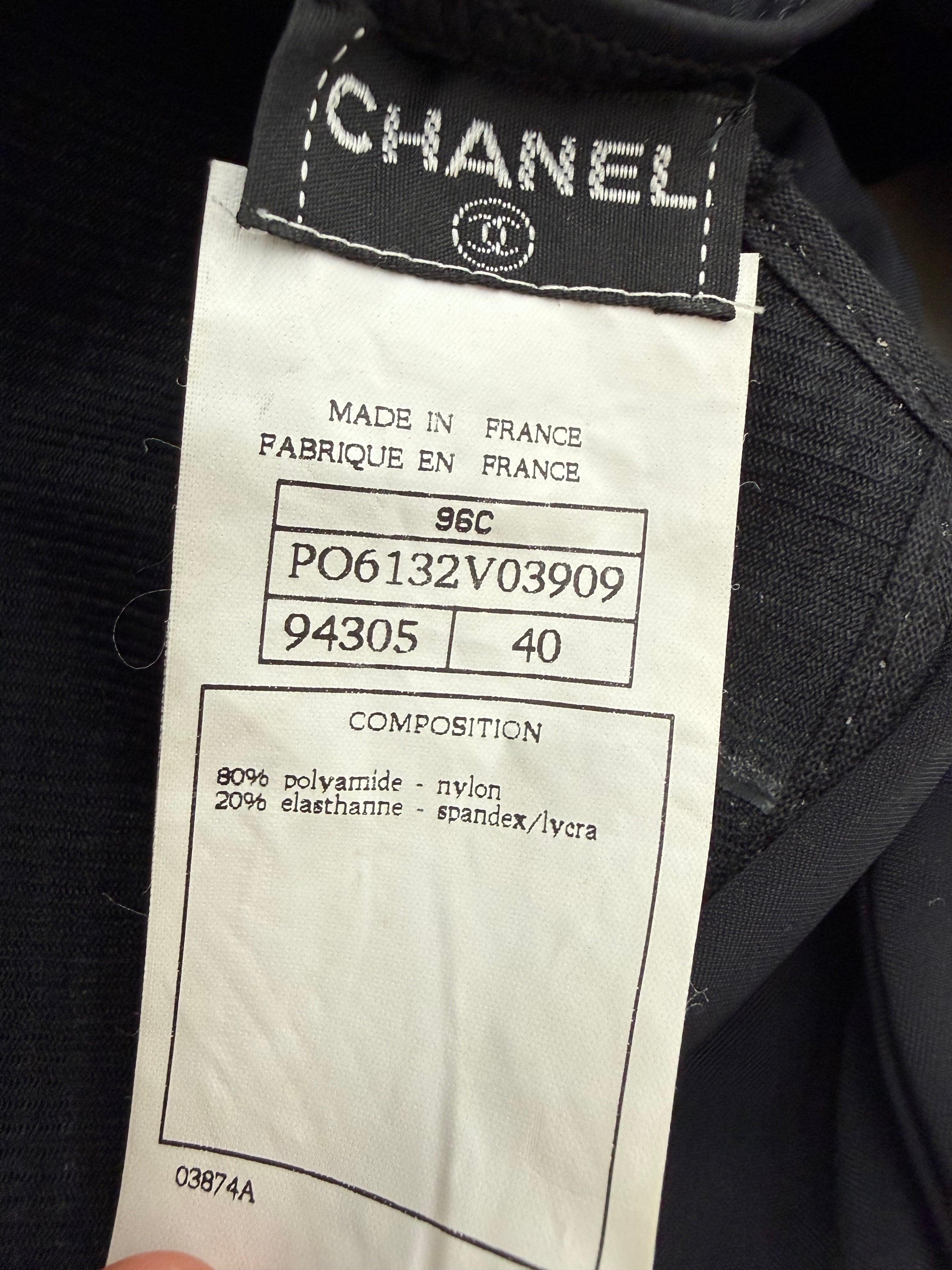 Chanel Costume Intero 1996 Karl Lagerfeld in Lycra Nero - Mercatino di Ninni