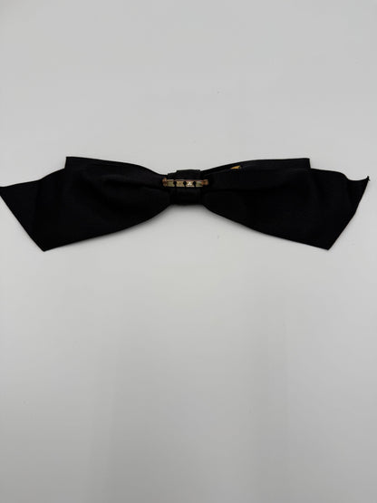 Chanel Spilla Vintage Fiocco Nero in raso di Seta