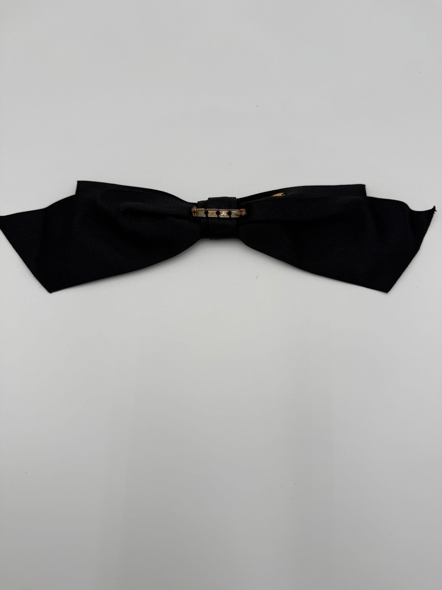 Chanel Spilla Vintage Fiocco Nero in raso di Seta