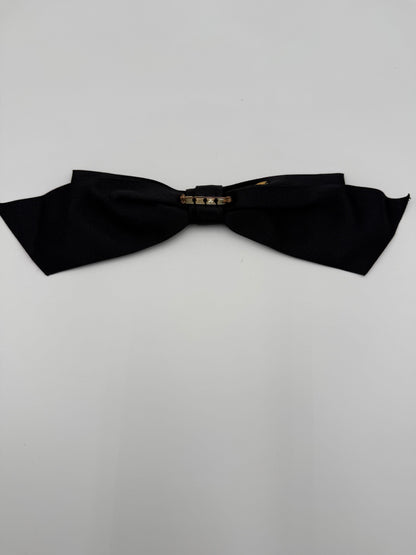 Chanel Spilla Vintage Fiocco Nero in raso di Seta