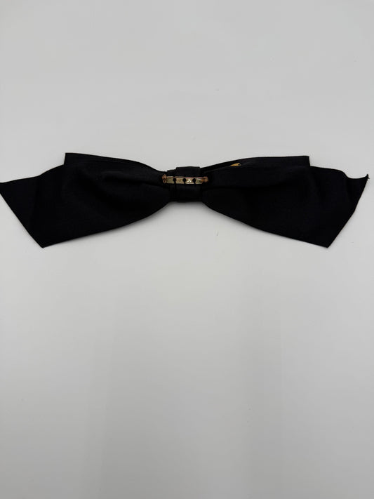 Chanel Spilla Vintage Fiocco Nero in raso di Seta