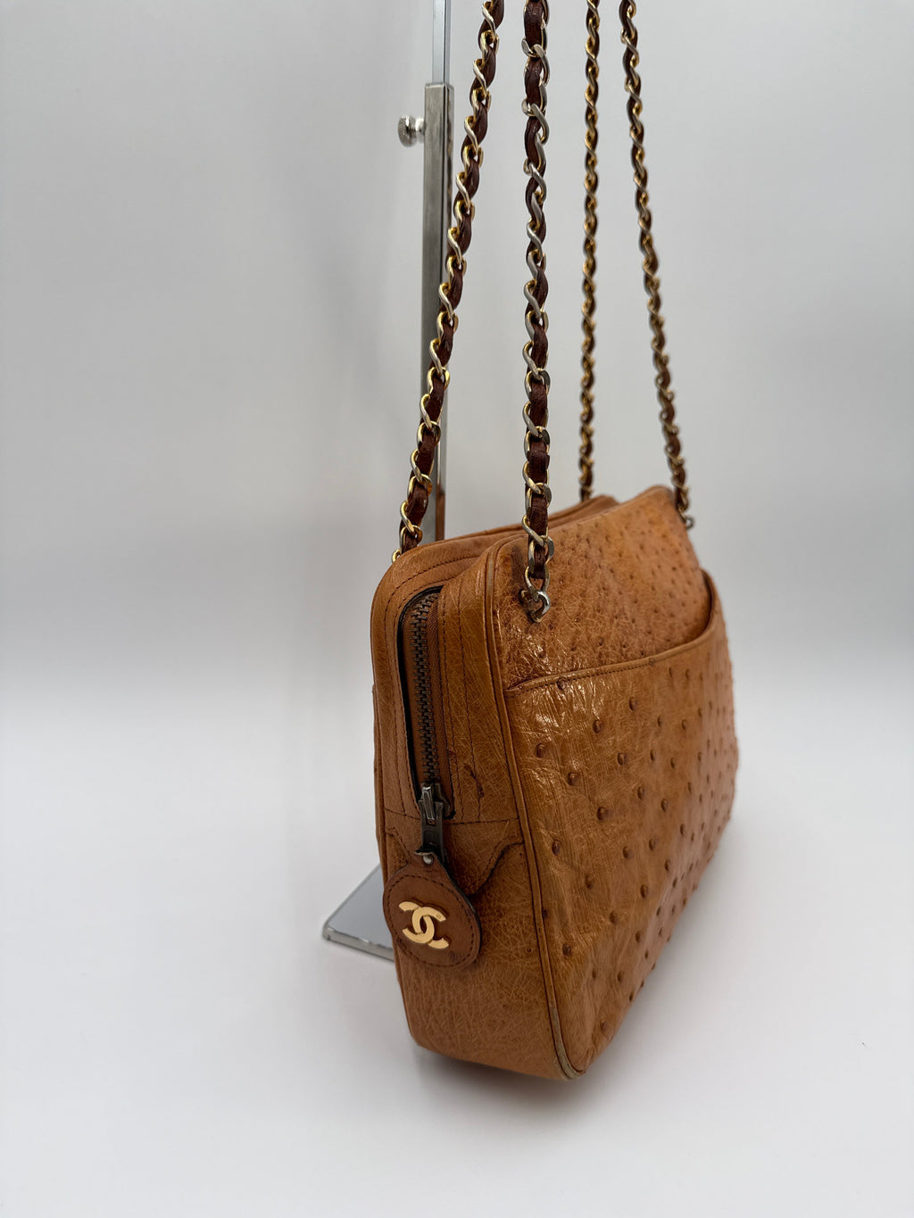 Chanel Vintage in Pelle di Struzzo Marrone Chanel