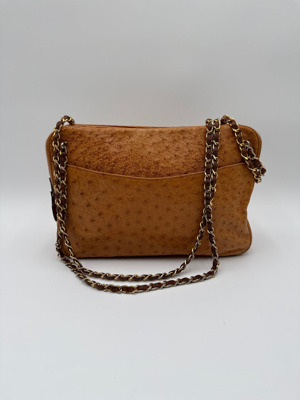 Chanel Vintage in Pelle di Struzzo Marrone Chanel