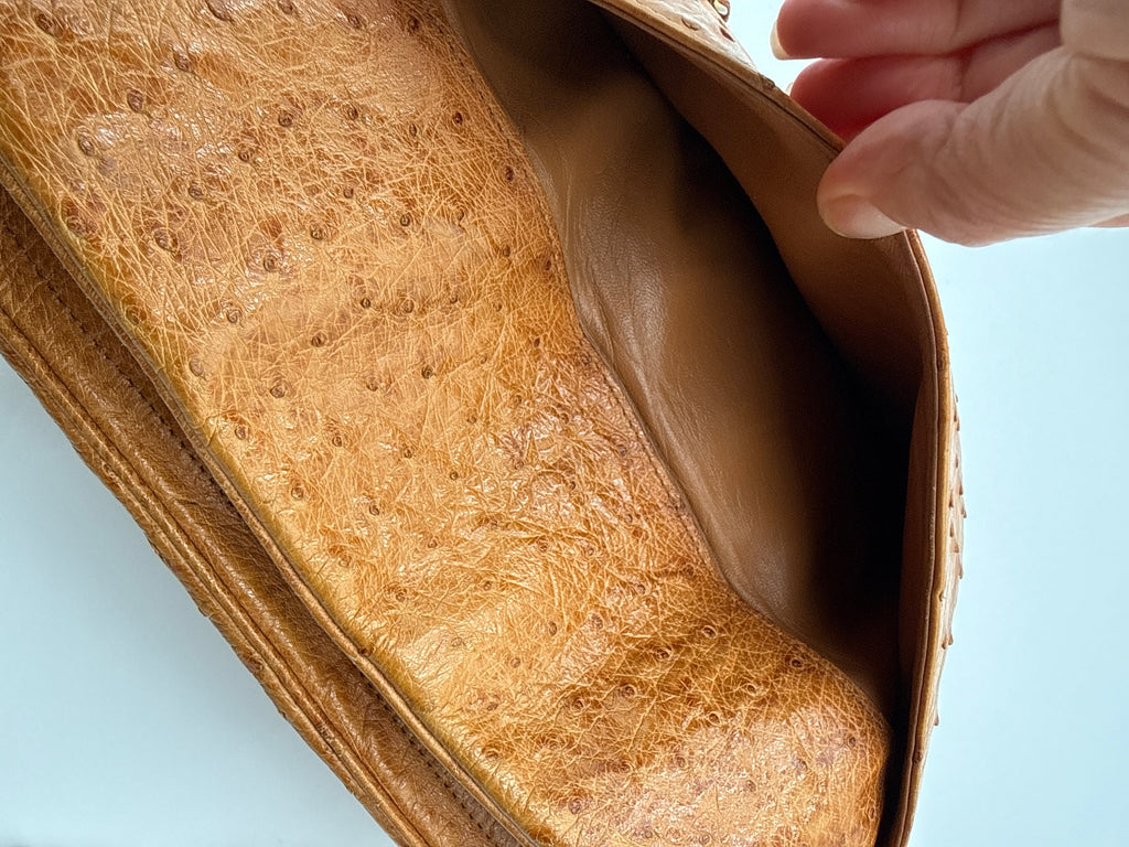 Chanel Vintage in Pelle di Struzzo Marrone Chanel