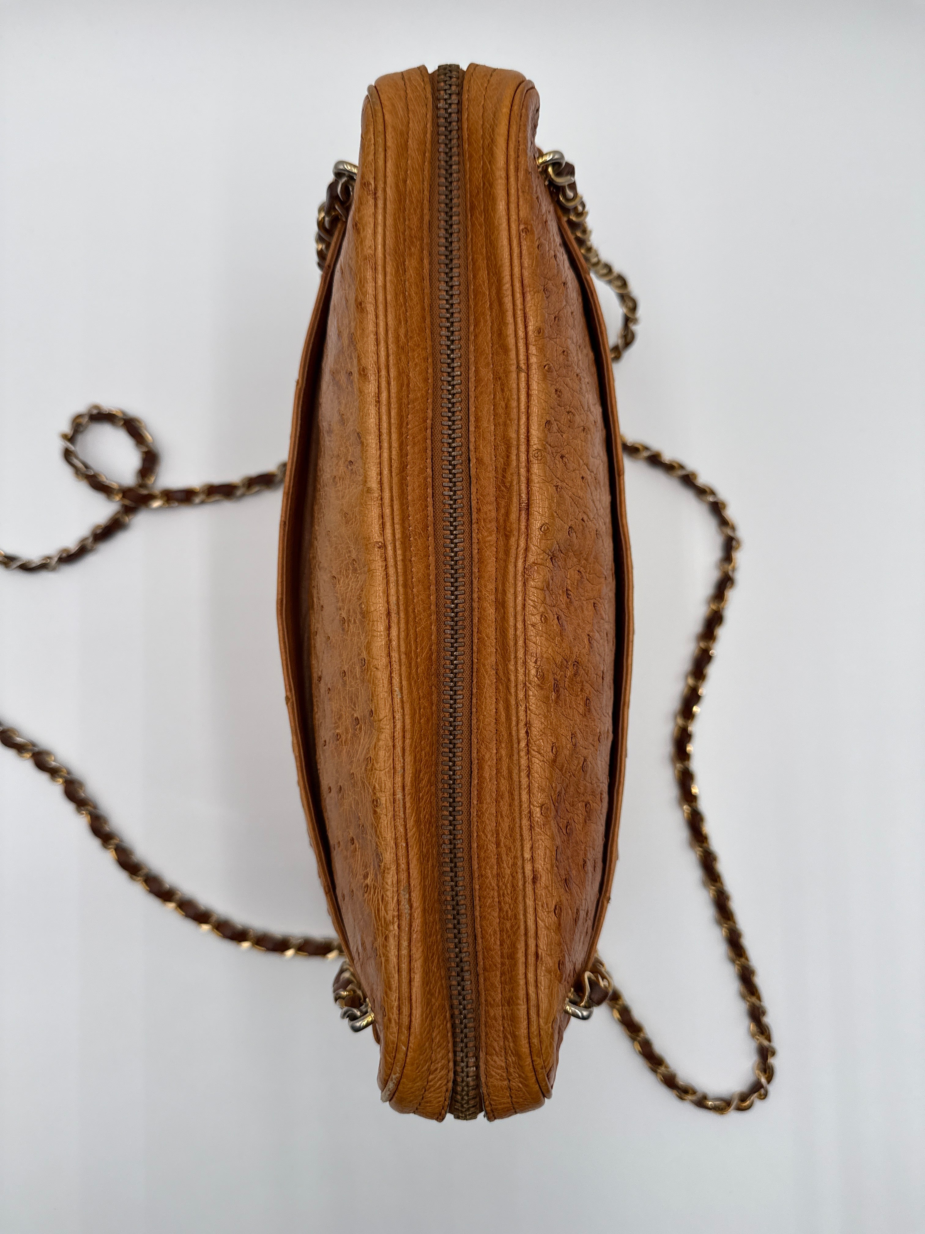 Chanel Vintage in Pelle di Struzzo Marrone Chanel