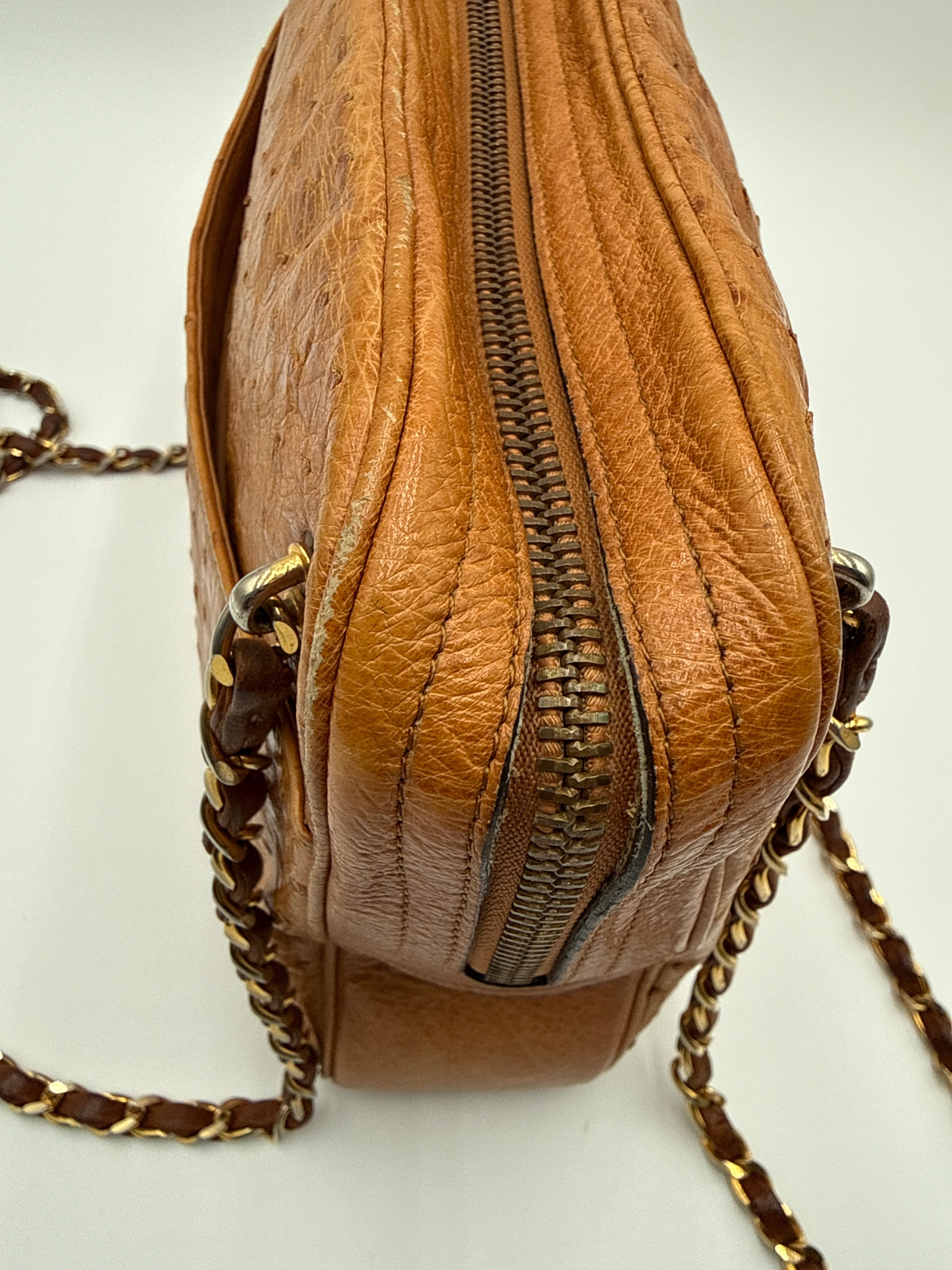 Chanel Vintage in Pelle di Struzzo Marrone Chanel