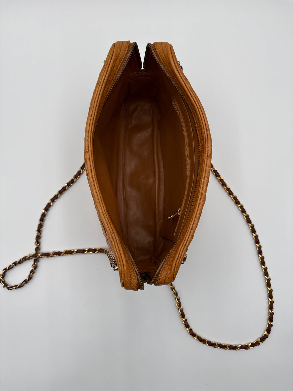 Chanel Vintage in Pelle di Struzzo Marrone Chanel