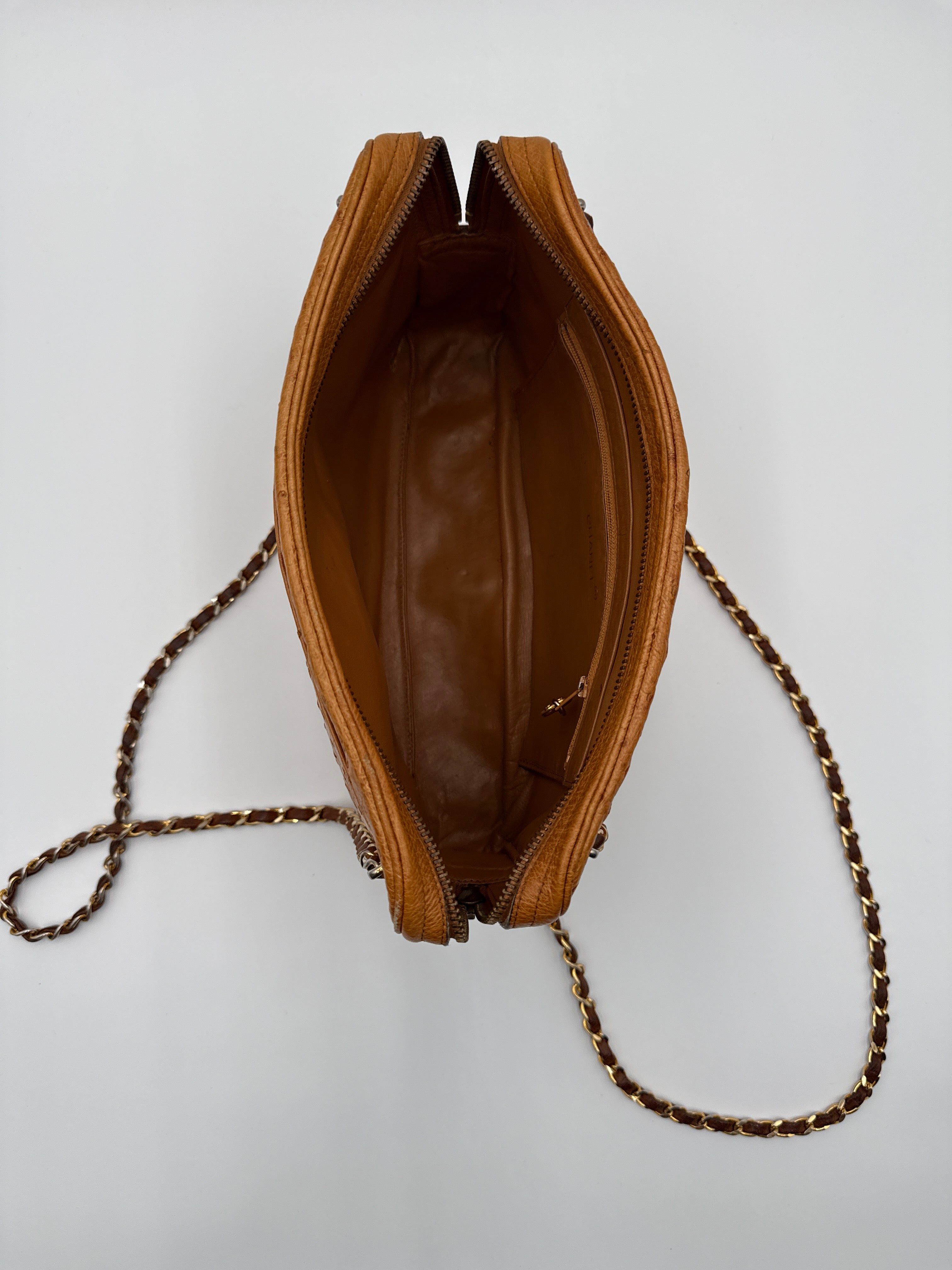 Chanel Vintage in Pelle di Struzzo Marrone Chanel