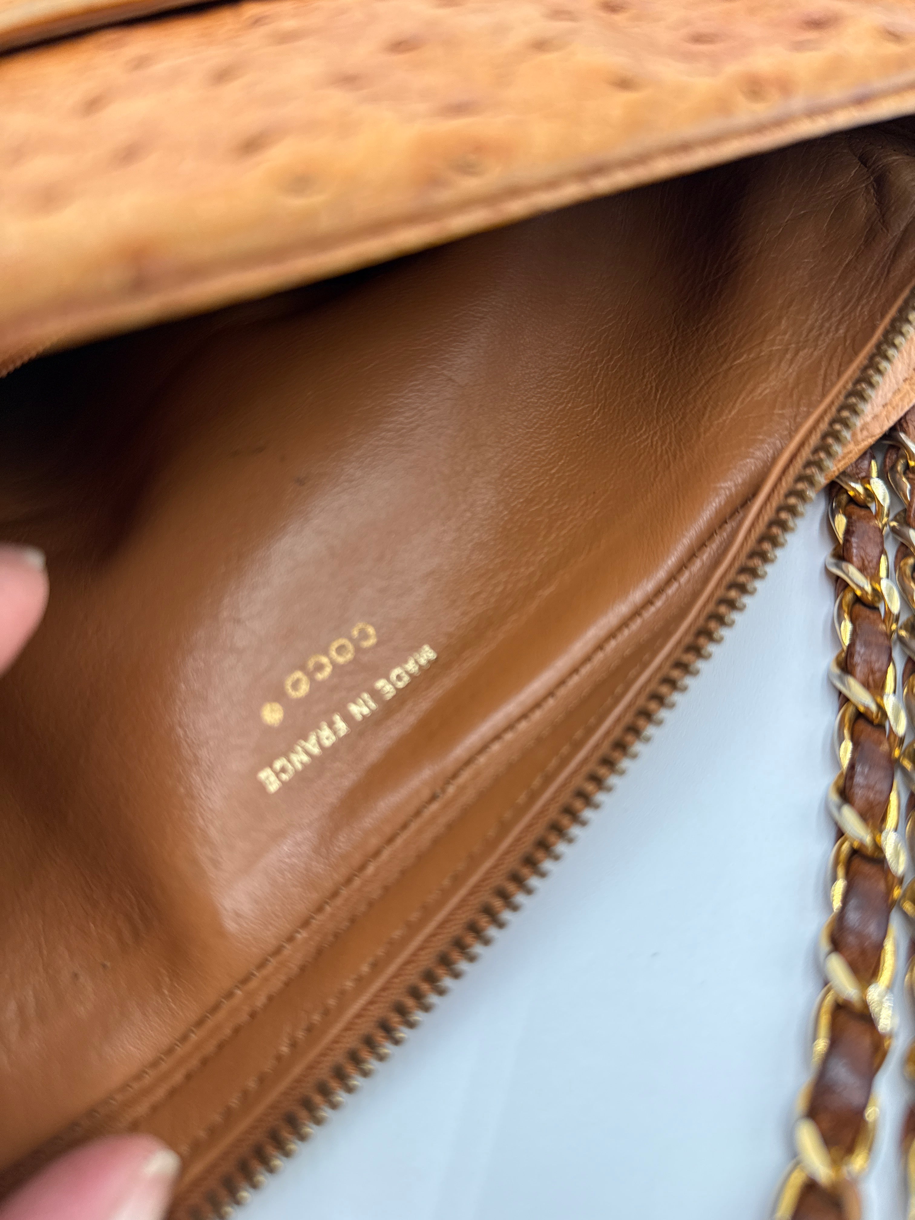 Chanel Vintage in Pelle di Struzzo Marrone Chanel