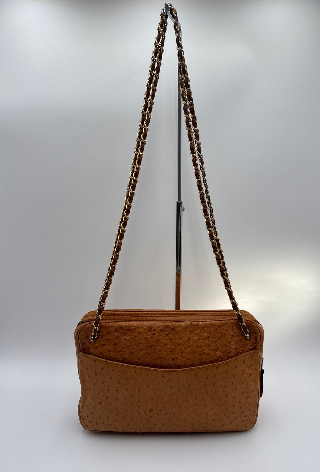 Chanel Vintage in Pelle di Struzzo Marrone Chanel