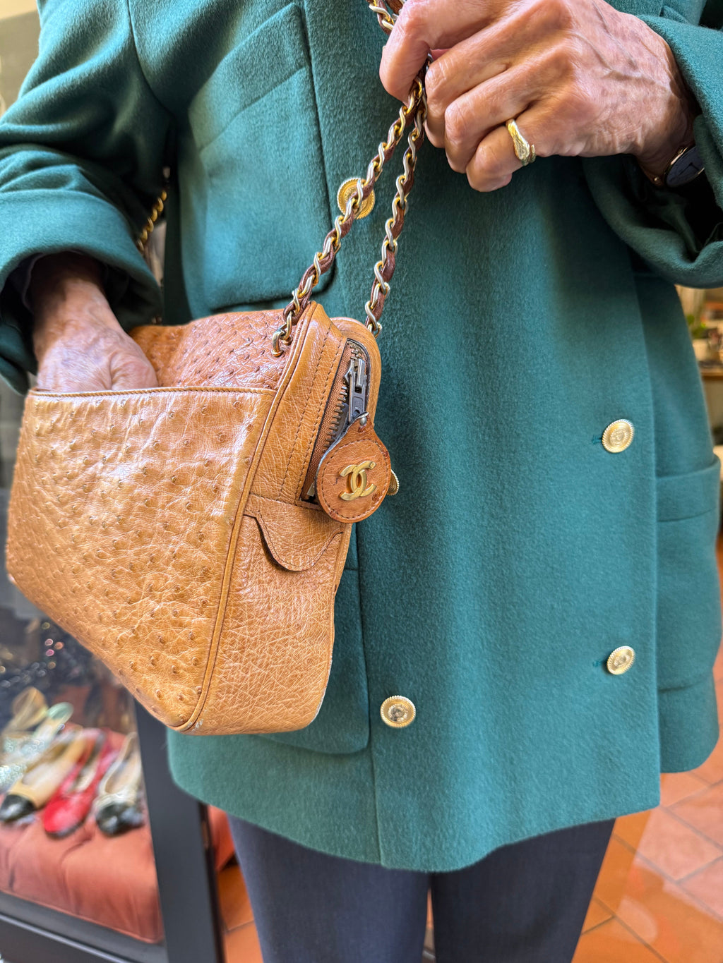 Chanel Vintage in Pelle di Struzzo Marrone Chanel