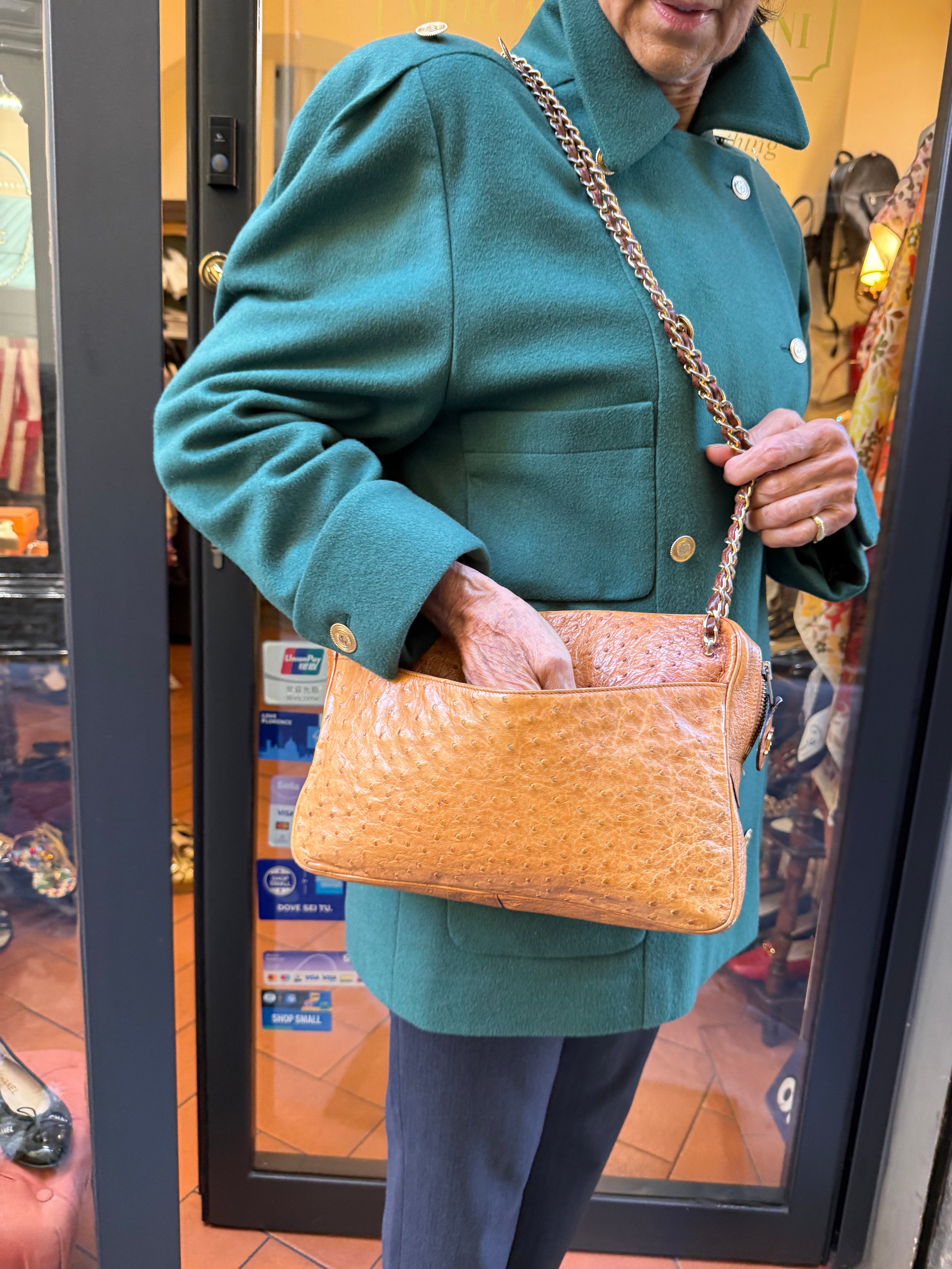 Chanel Vintage in Pelle di Struzzo Marrone Chanel