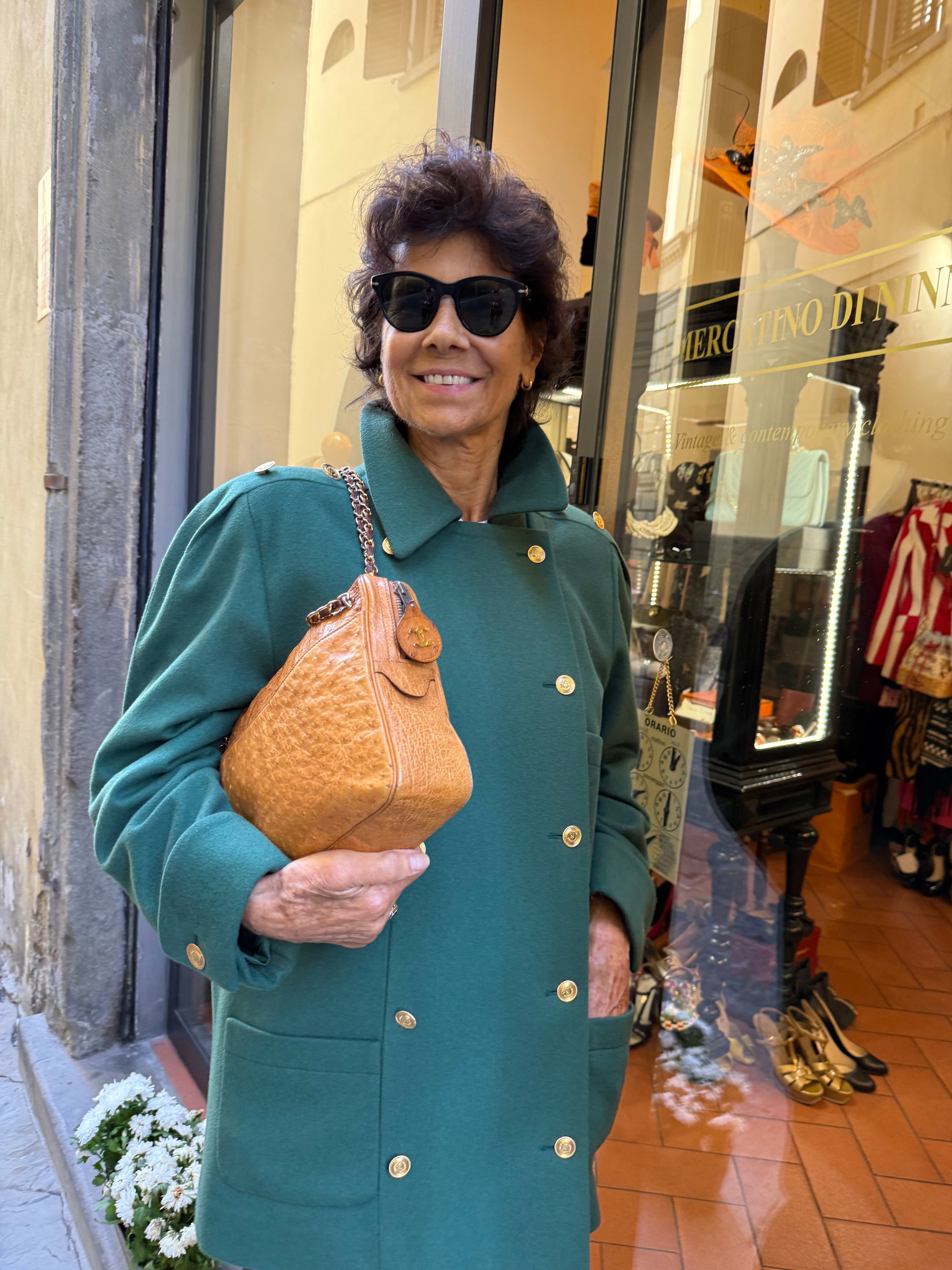 Chanel Vintage in Pelle di Struzzo Marrone Chanel