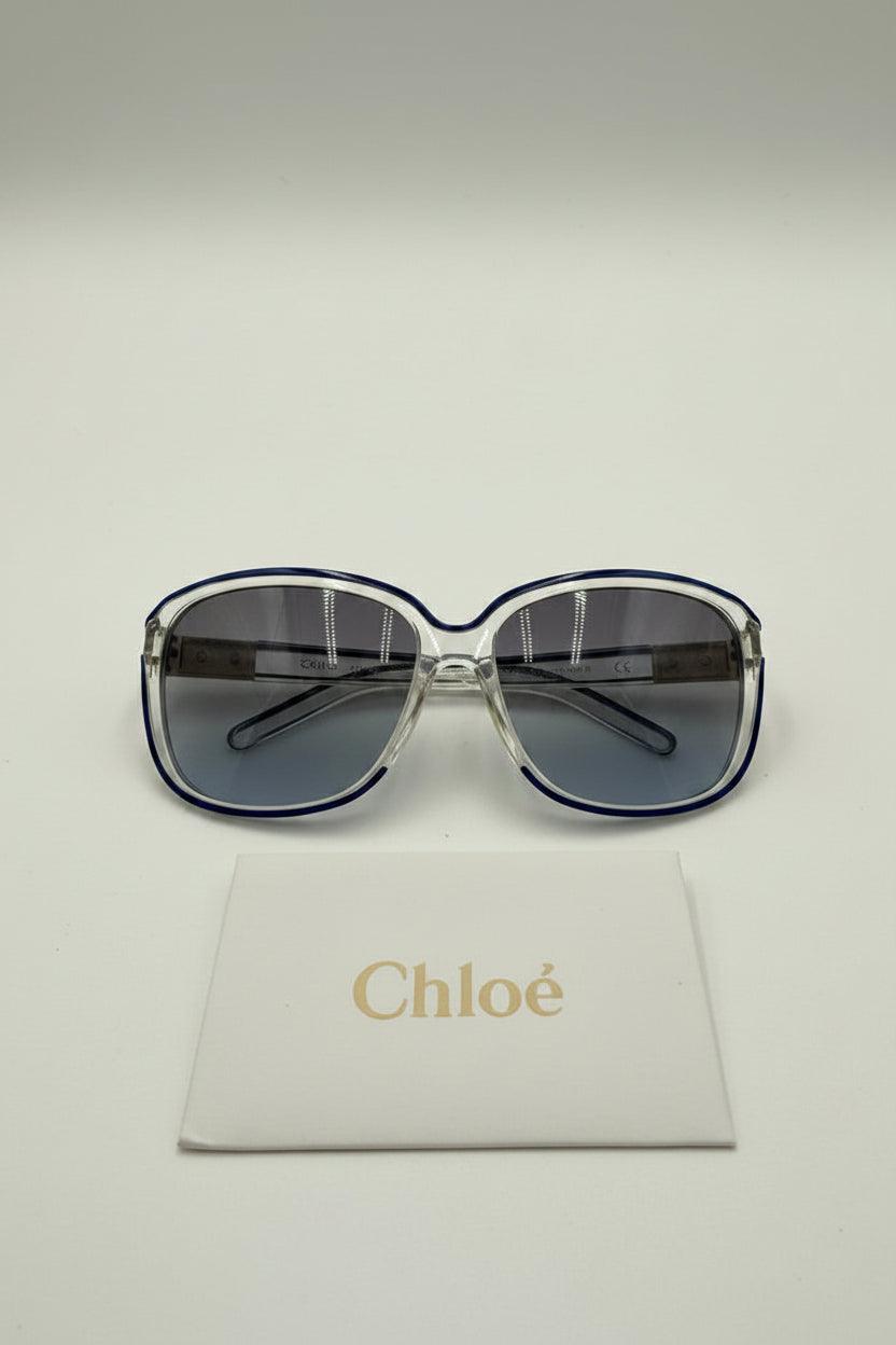 Chloé Occhiali da Sole Vintage Oversize con Profilo Blu - Mercatino di Ninni