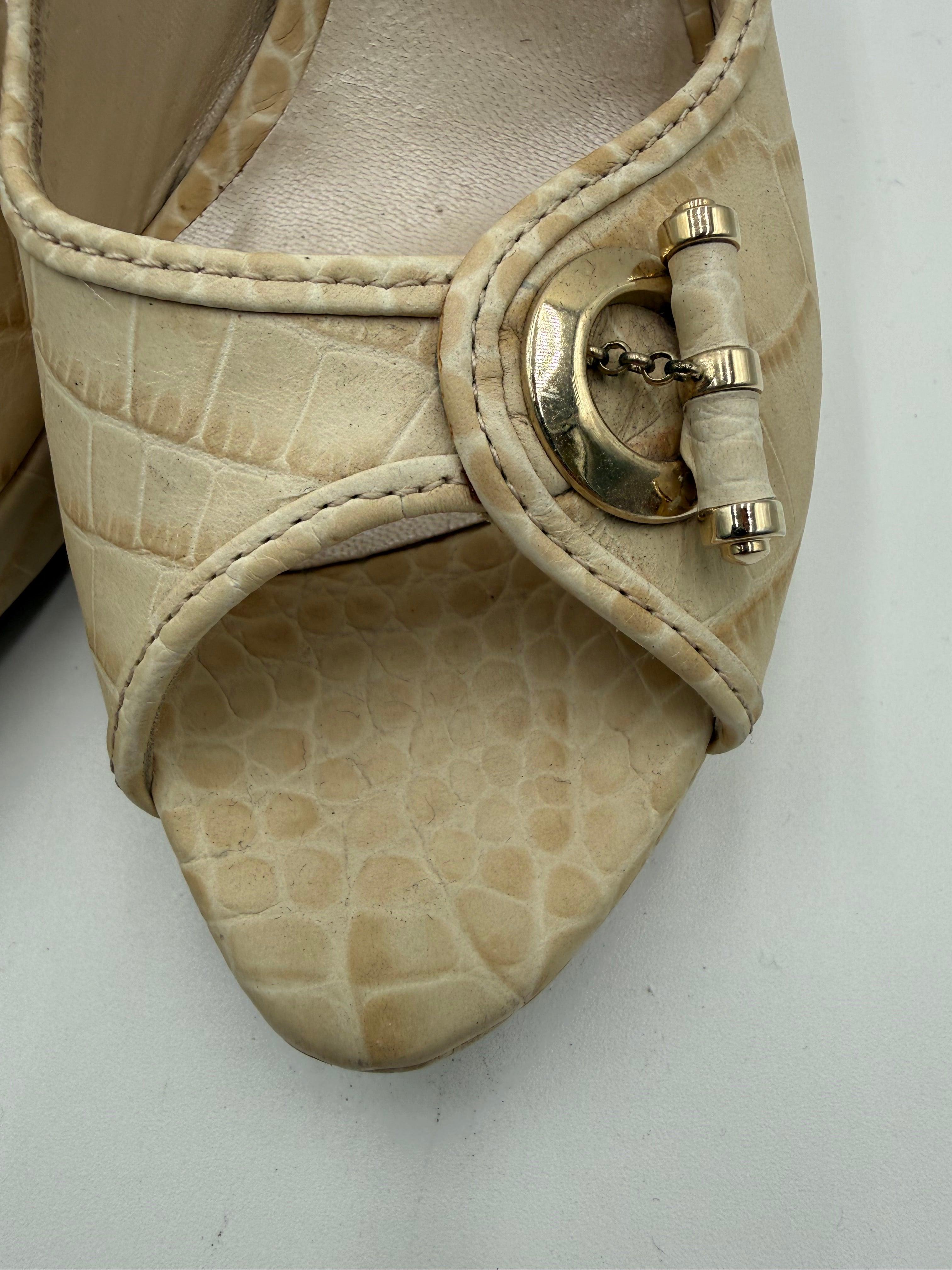 Christian Dior Sandali Slingback by John Galliano in Pelle Stampa Cocco Avorio