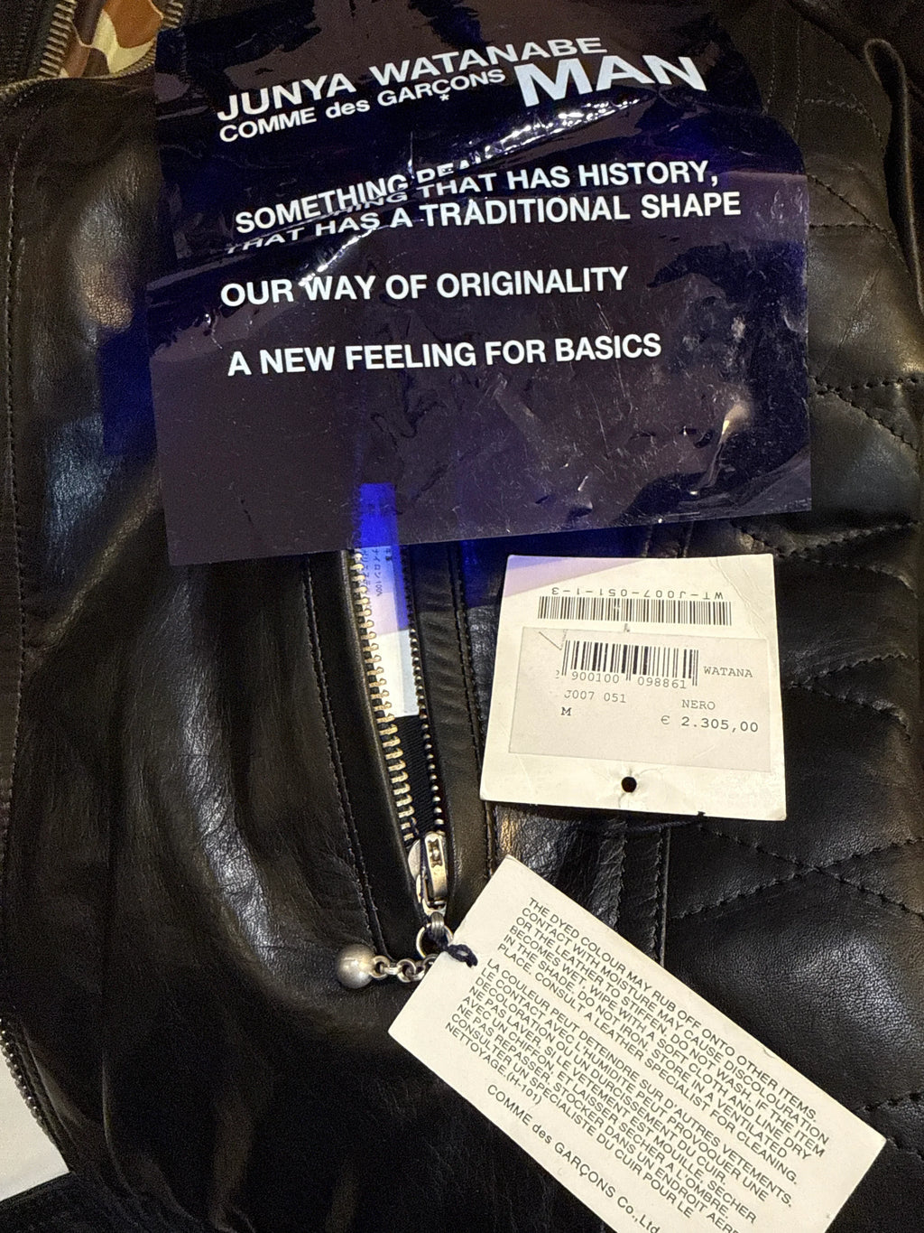 Commes De Garçon Giacca Yuma Watanabe in Pelle Nero - Mercatino di Ninni