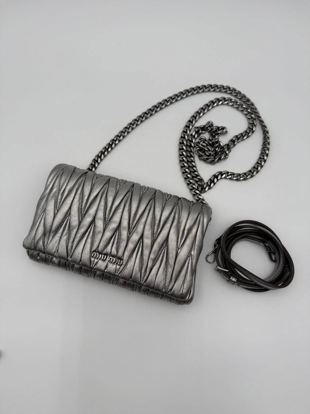 Borsa tracolla Matelassè in Pelle Argento