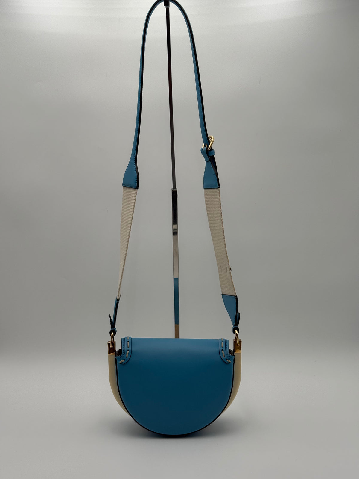 Borsa Fendi Moonlight blu Avio in Pelle di Vitello con inserti di Avorio