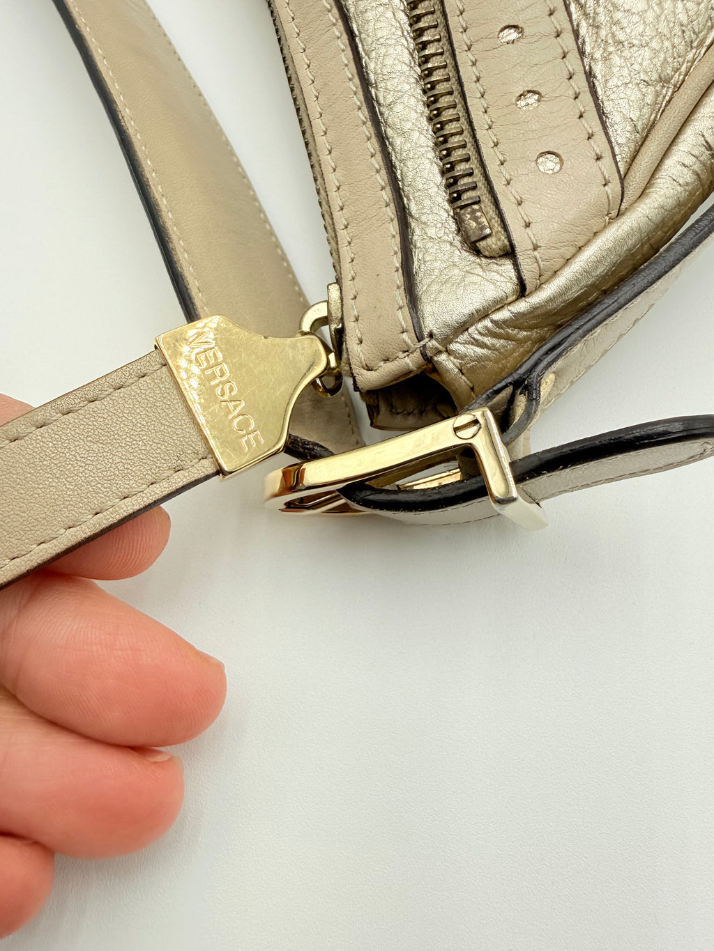 Versace Borsa Vintage  Repeat in Pelle oro Metallizzata