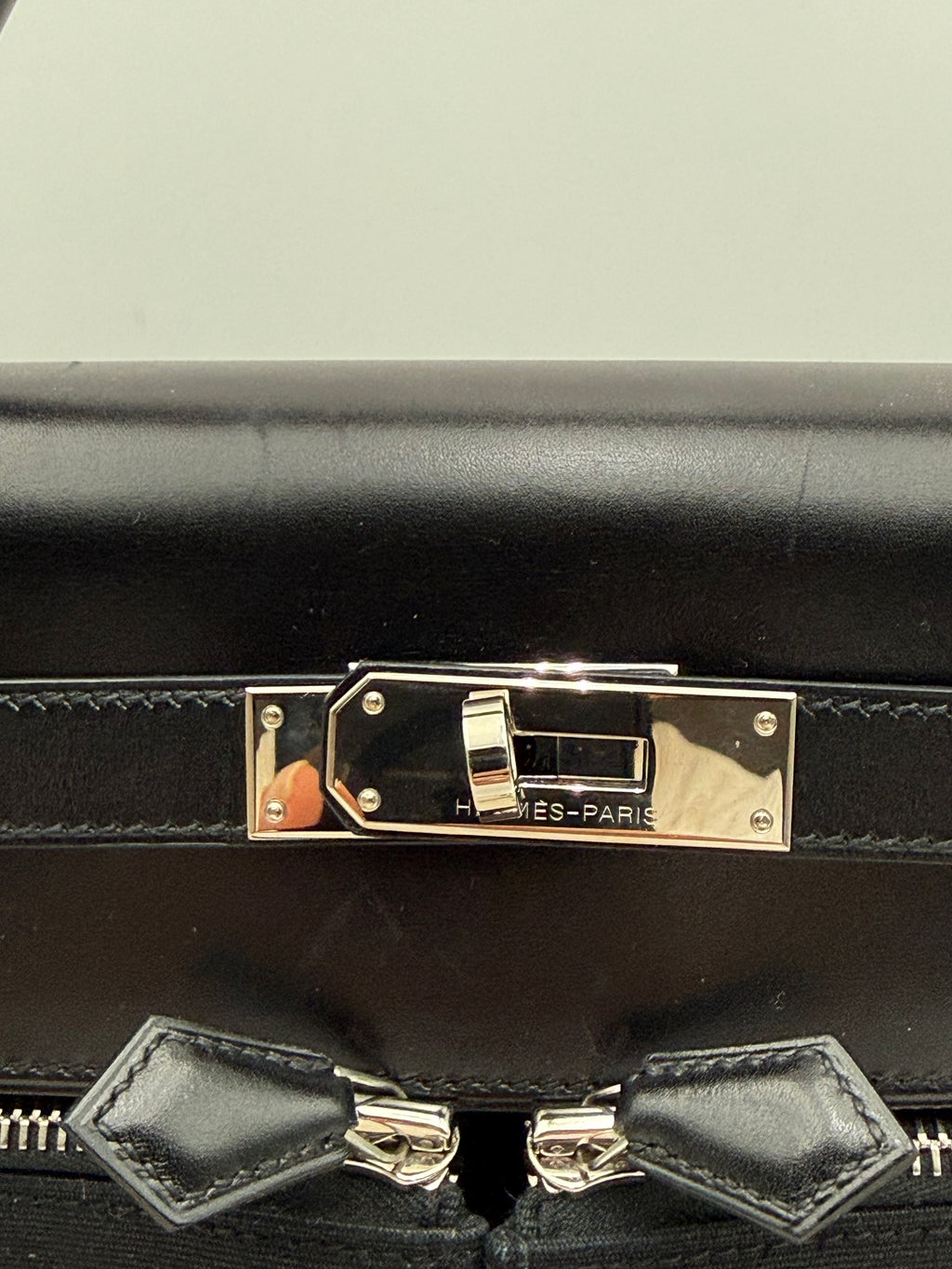 Borsa Hermès kelly Lakis 32 Vintage in Pelle Box e Tela Toile Nera