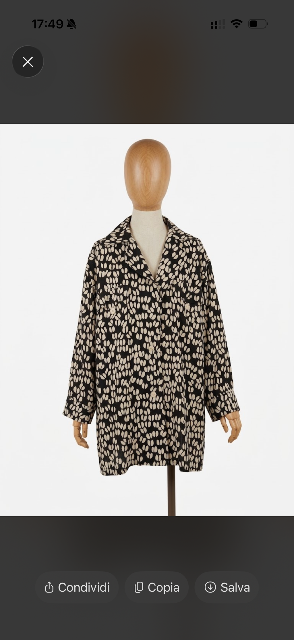 Camicia Vintage Christian Dior Boutique in Seta a Stampa Geometrica Bicolore