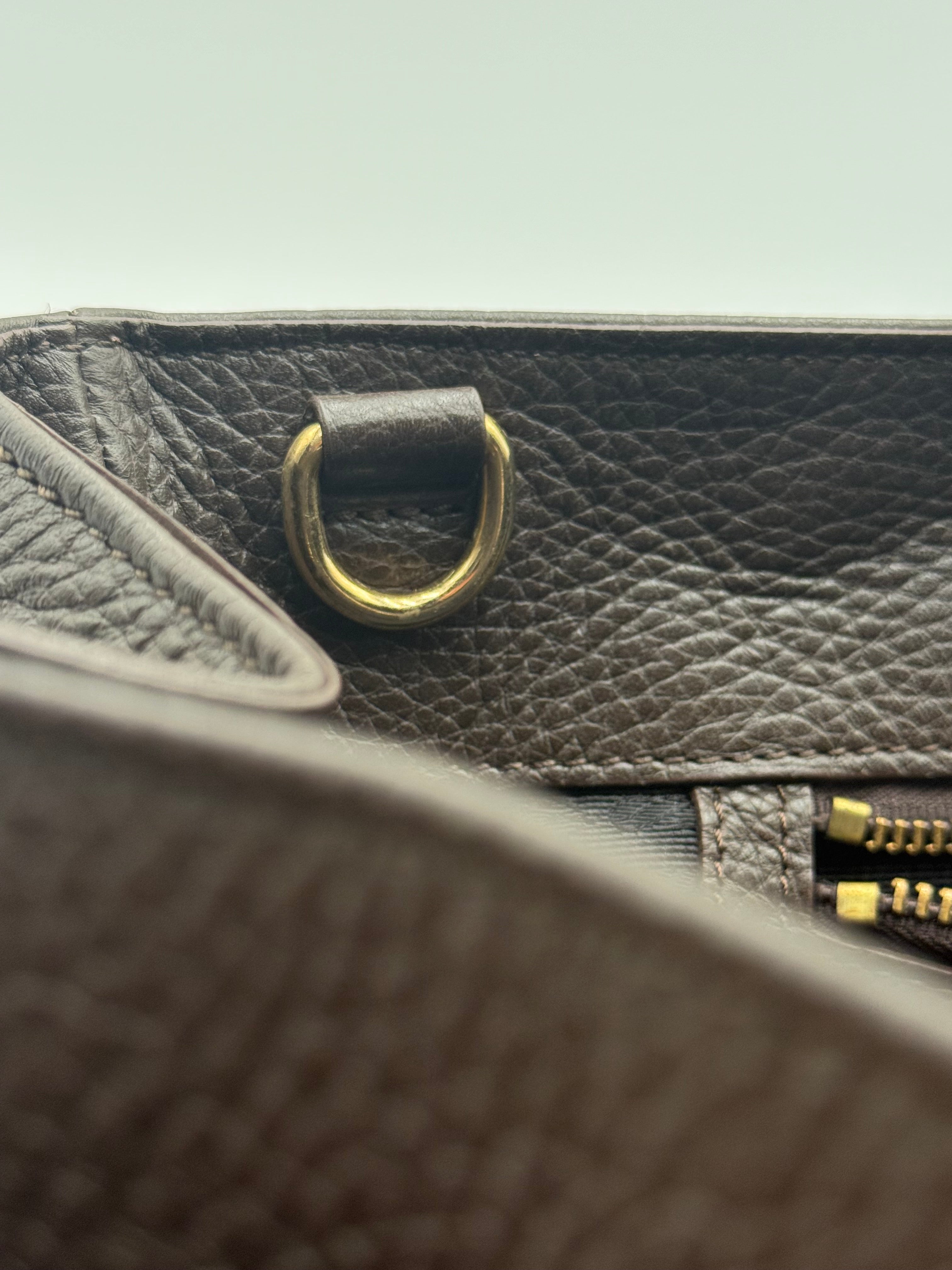 Borsa Tote Prada in pelle di Vitello Martellata Marrone