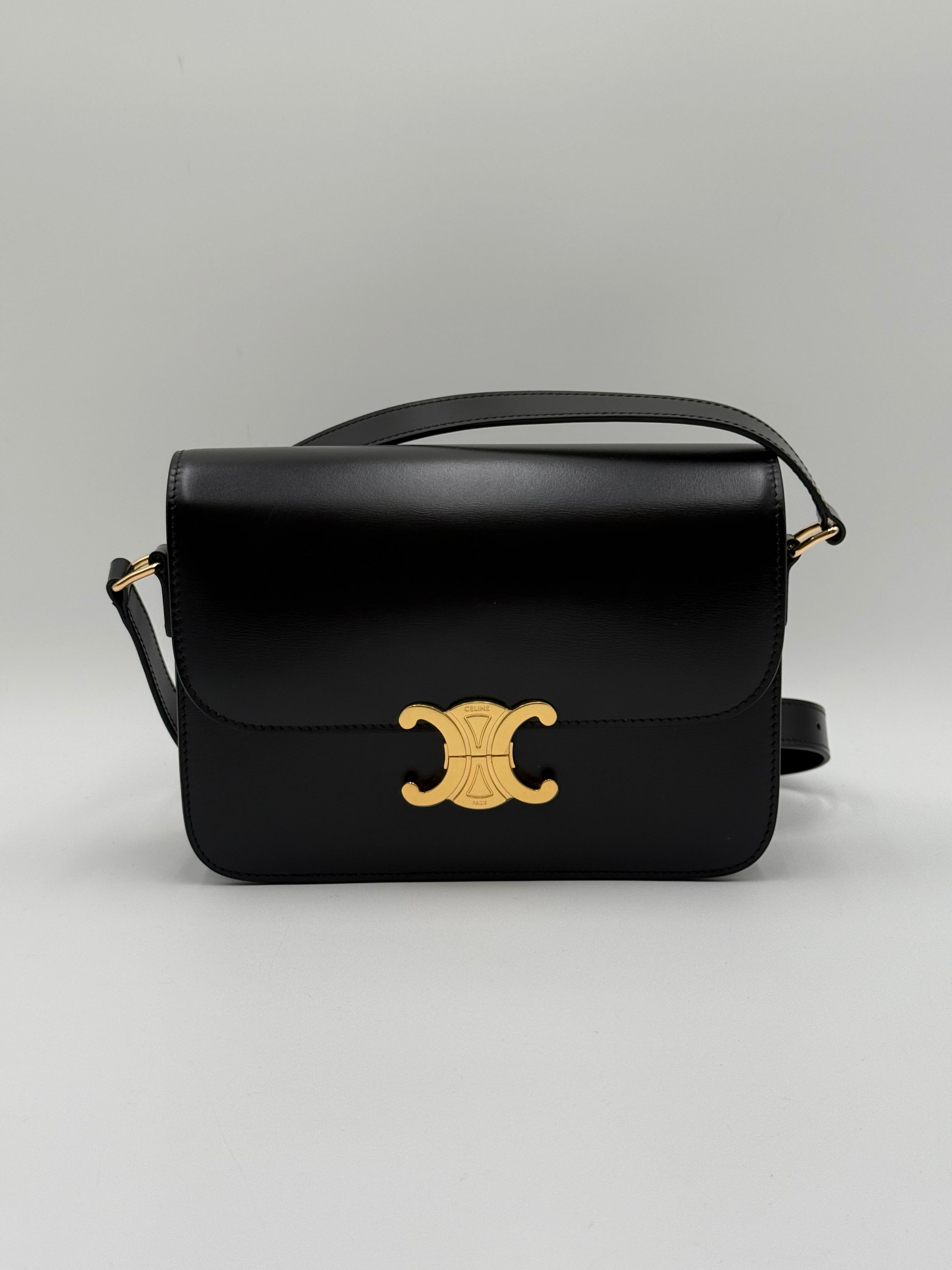 Celine Triompe Borsa Tracolla Medium  in pelle Nera